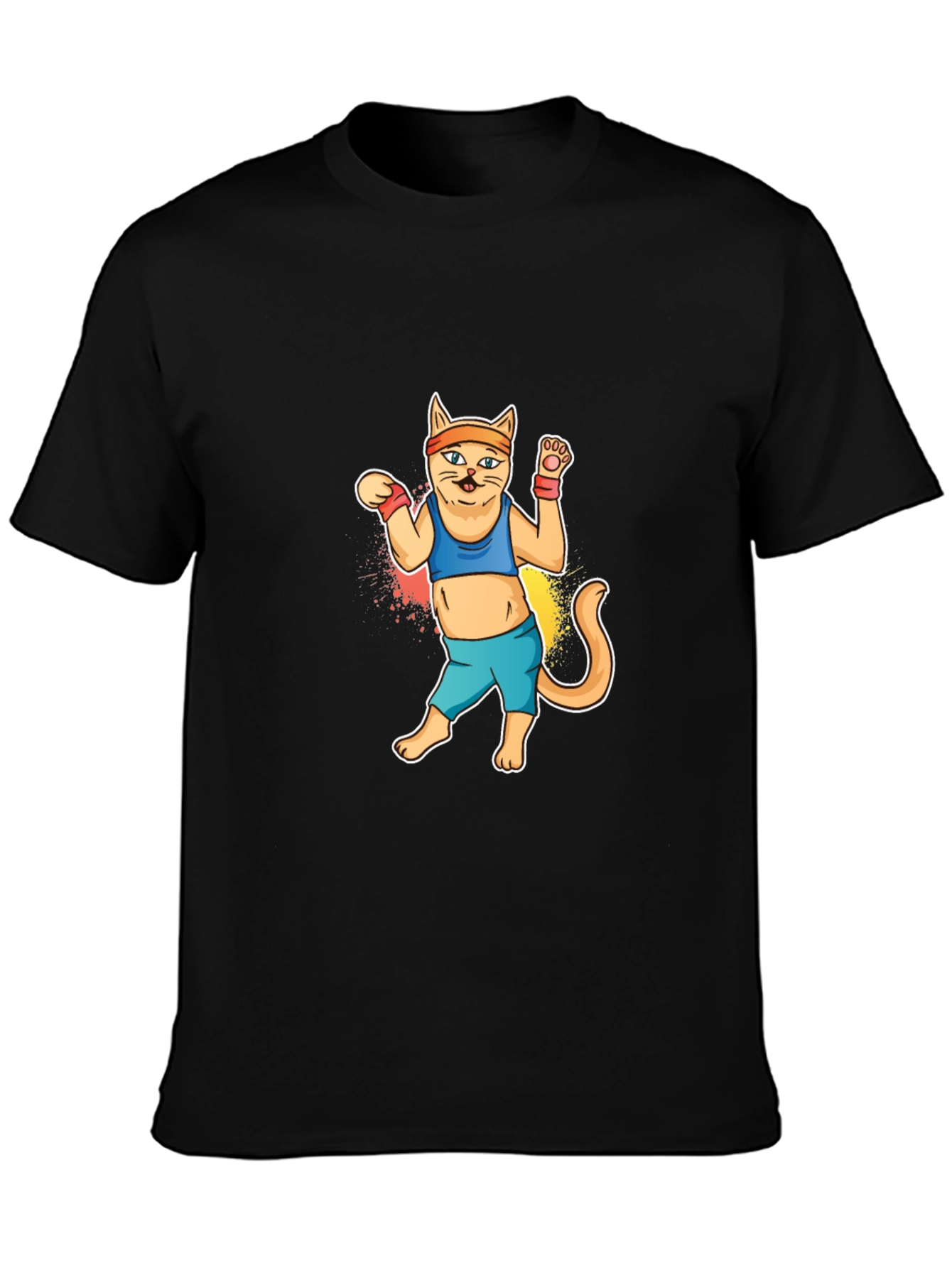 Black Workout Cat Graphic Tee view 3
