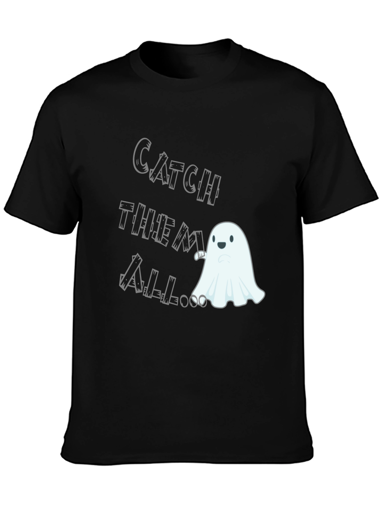 Black Catch Them All Ghost T-Shirt - Spooky Season Fun! view 3