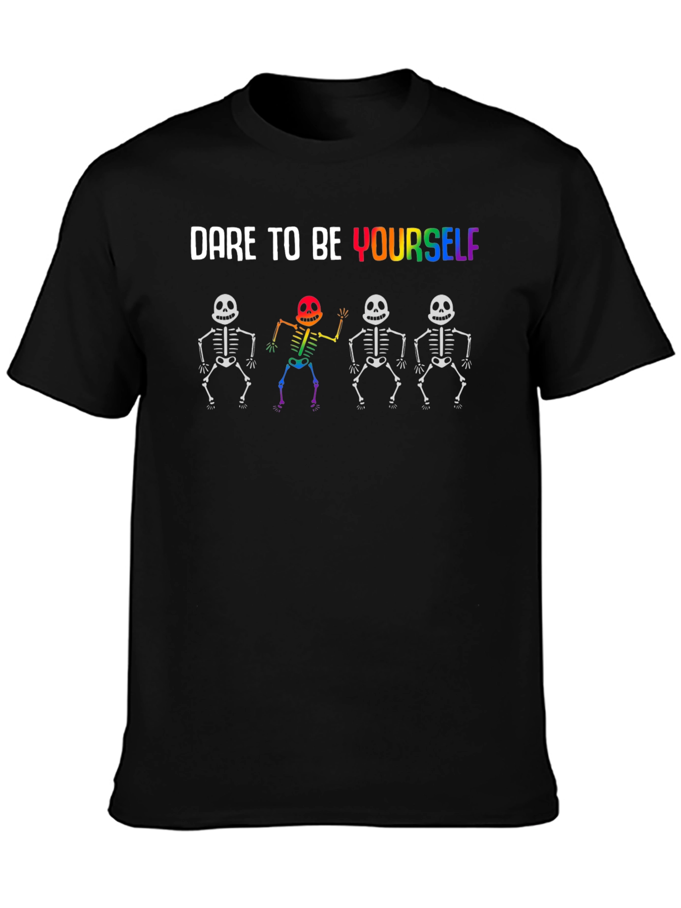 Black Dare to Be Yourself Skeleton T-Shirt view 3