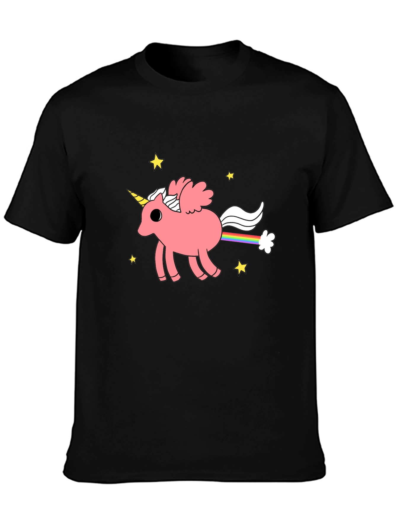 Black Unicorn Rainbow Poop Graphic T-Shirt view 3