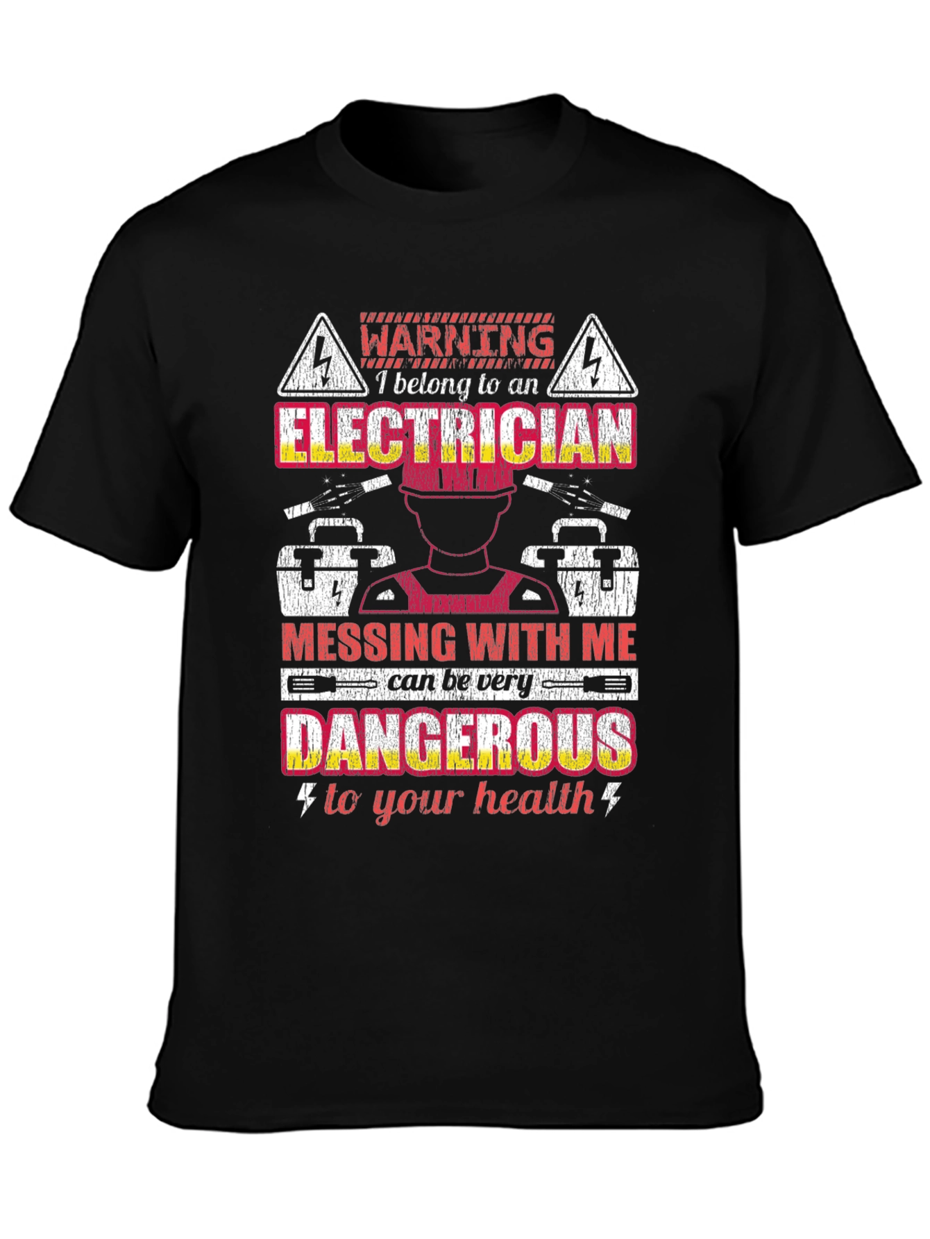 Black Electrician Warning Graphic Tee view 3