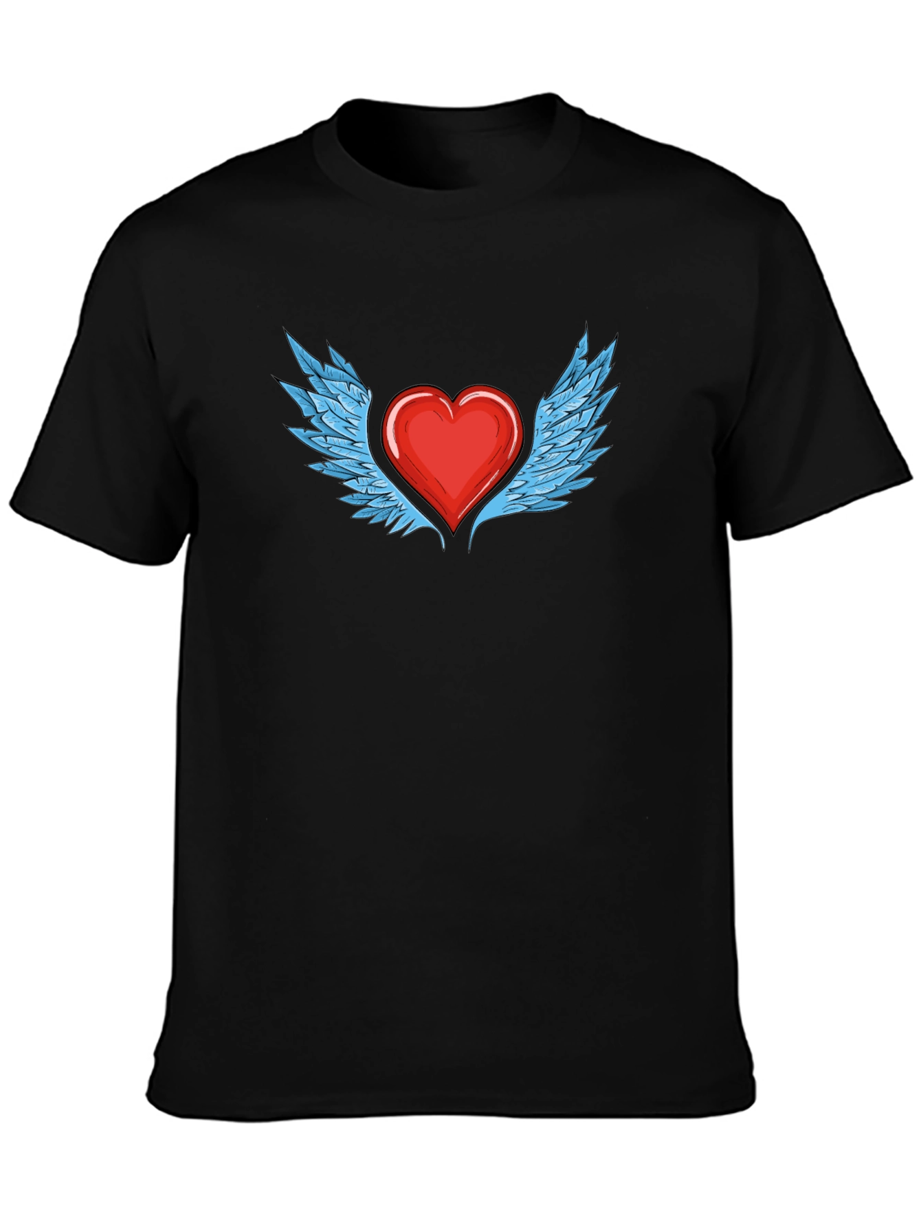 Black Heart with Wings Graphic T-Shirt - Stylish Black Tee view 3