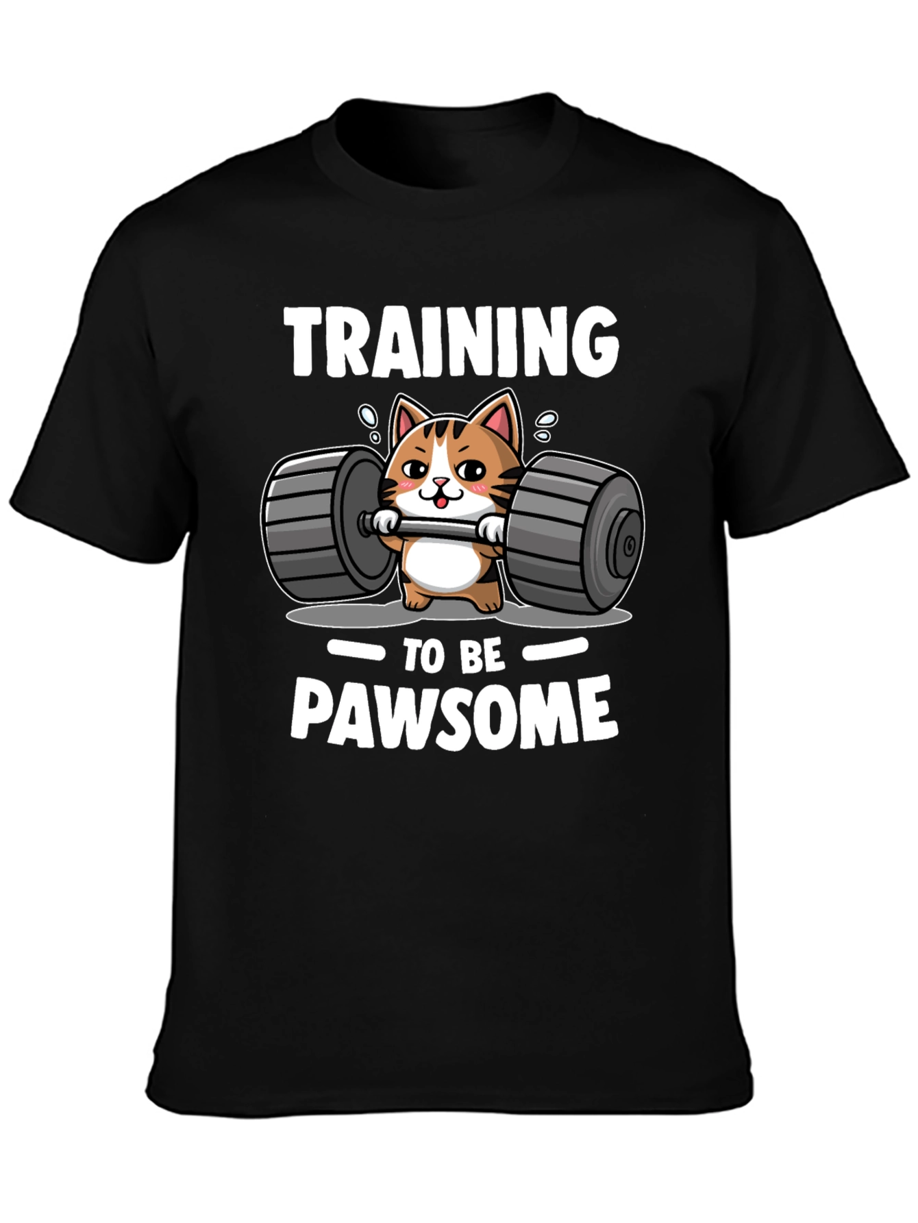 Black Training to be PAWSOME Cat Workout T-Shirt view 3