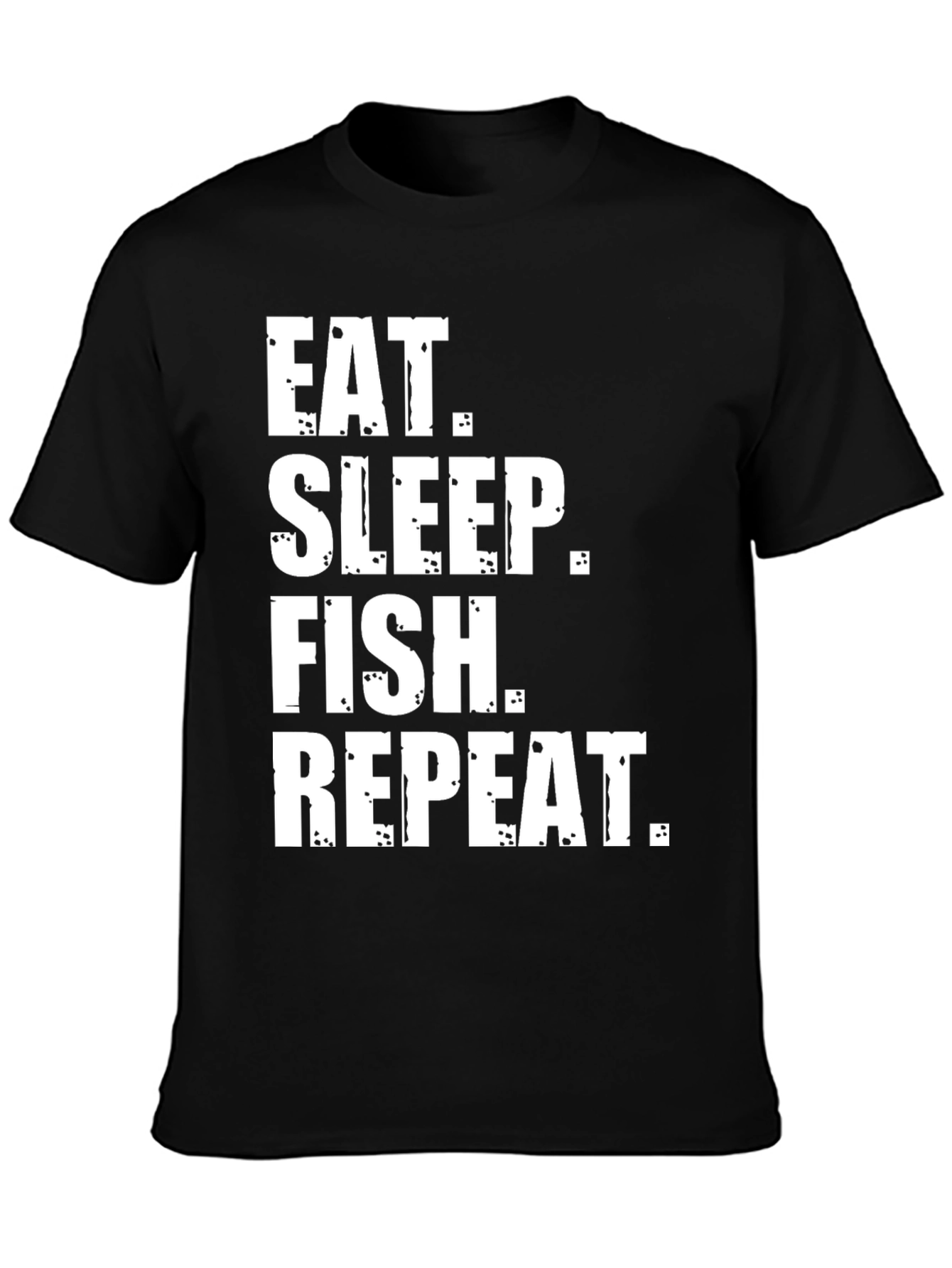 Black Eat Sleep Fish Repeat Graphic Tee view 3