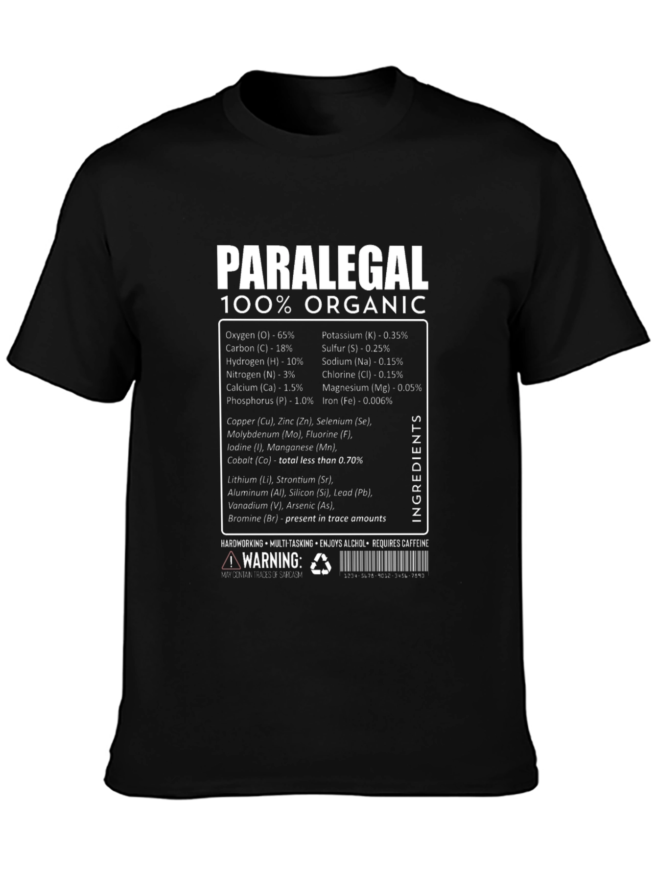 Black Paralegal 100% Organic T-Shirt - Funny Legal Assistant Tee view 3