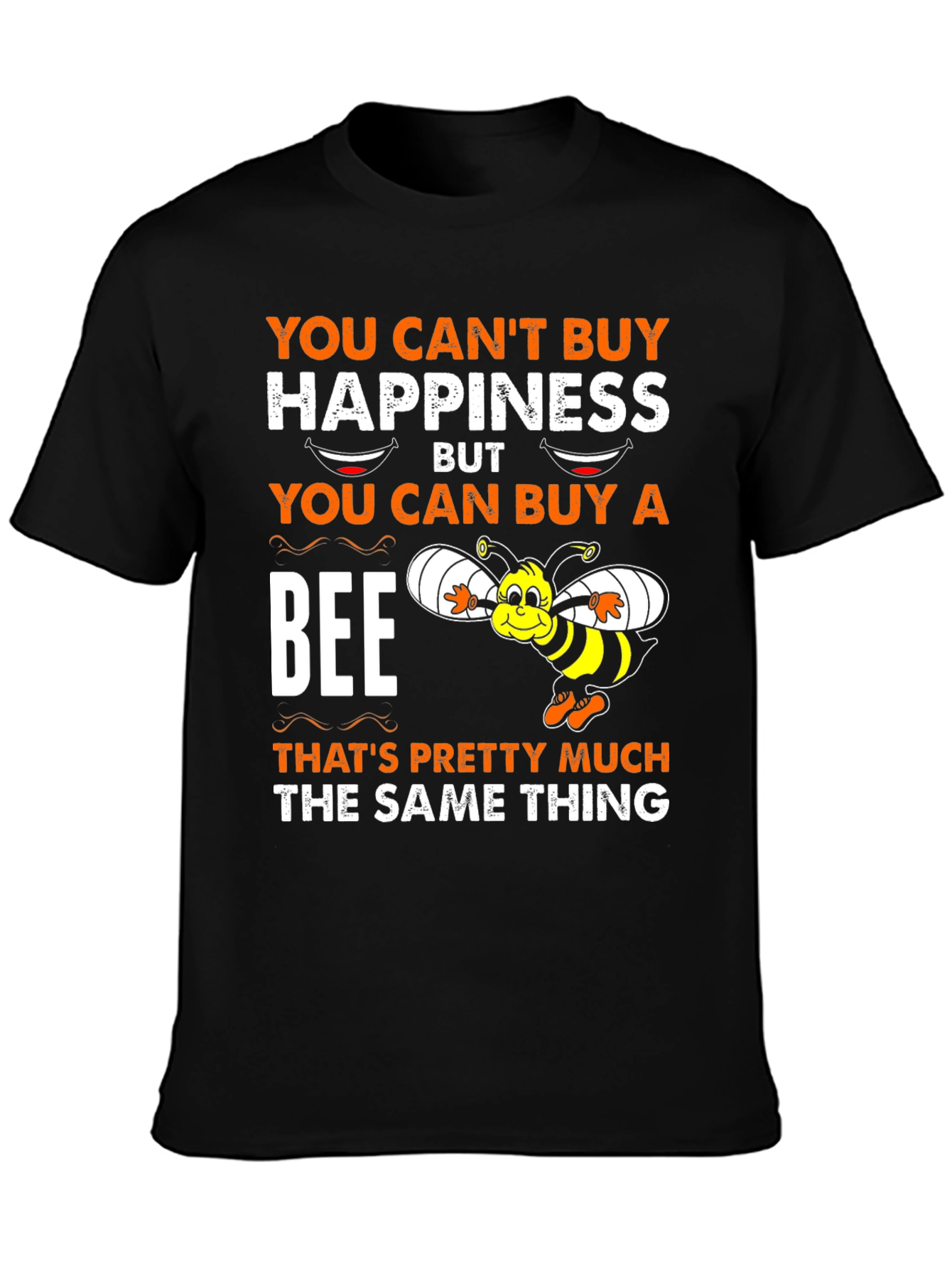 Black Bee Happiness T-Shirt: Funny Graphic Tee view 3