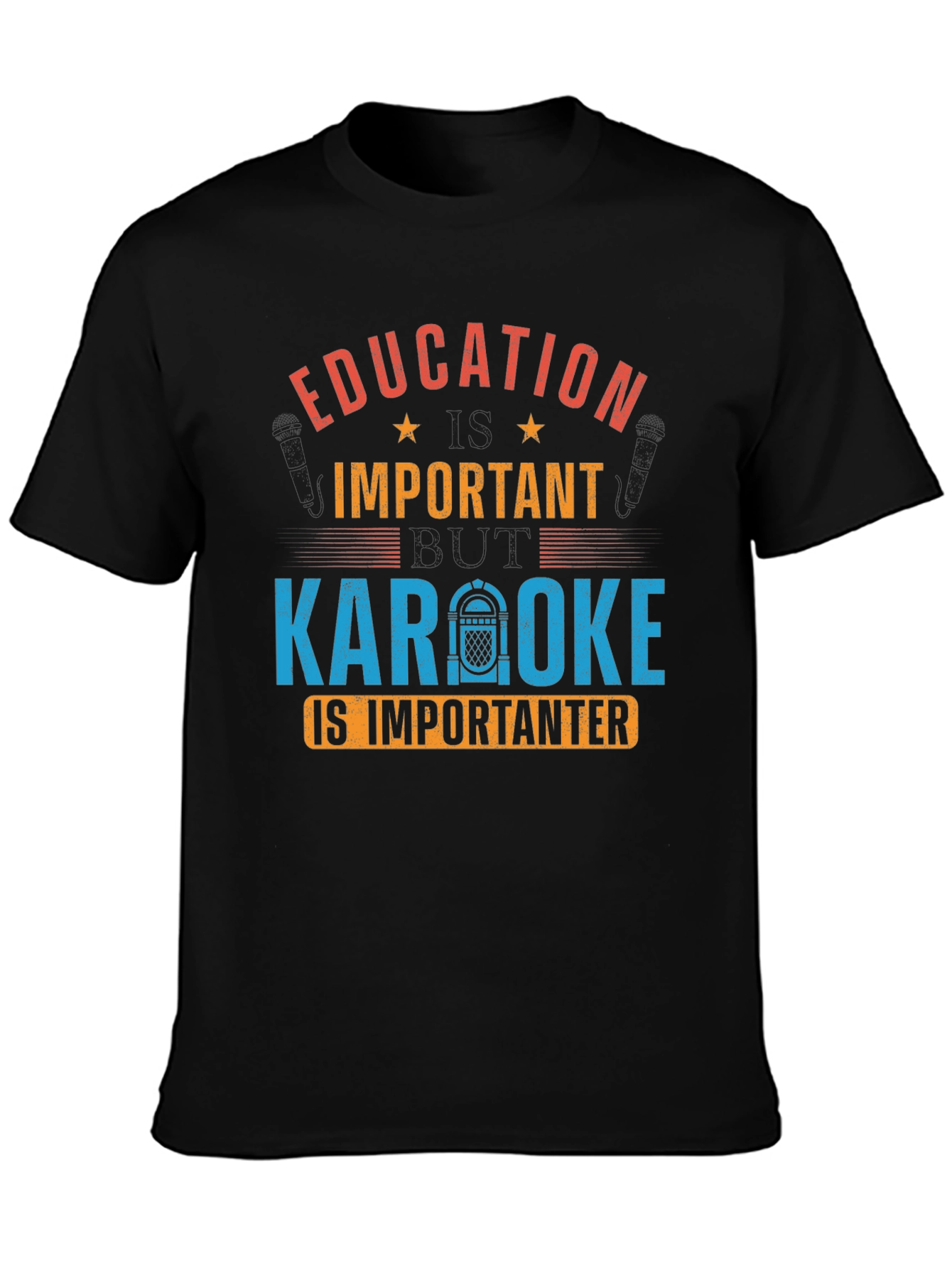 Black Education Important Karaoke Importanter Black T-Shirt view 3