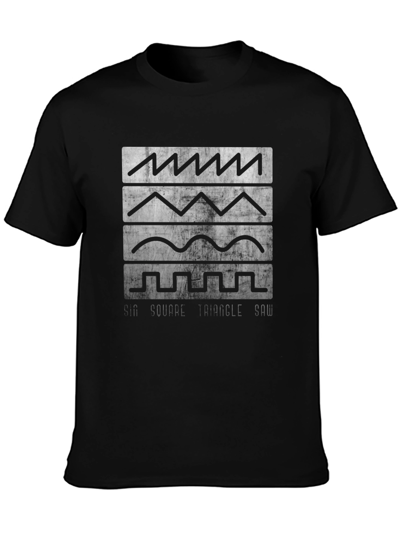 Black Waveform T-Shirt - Sine Square Triangle Saw view 3