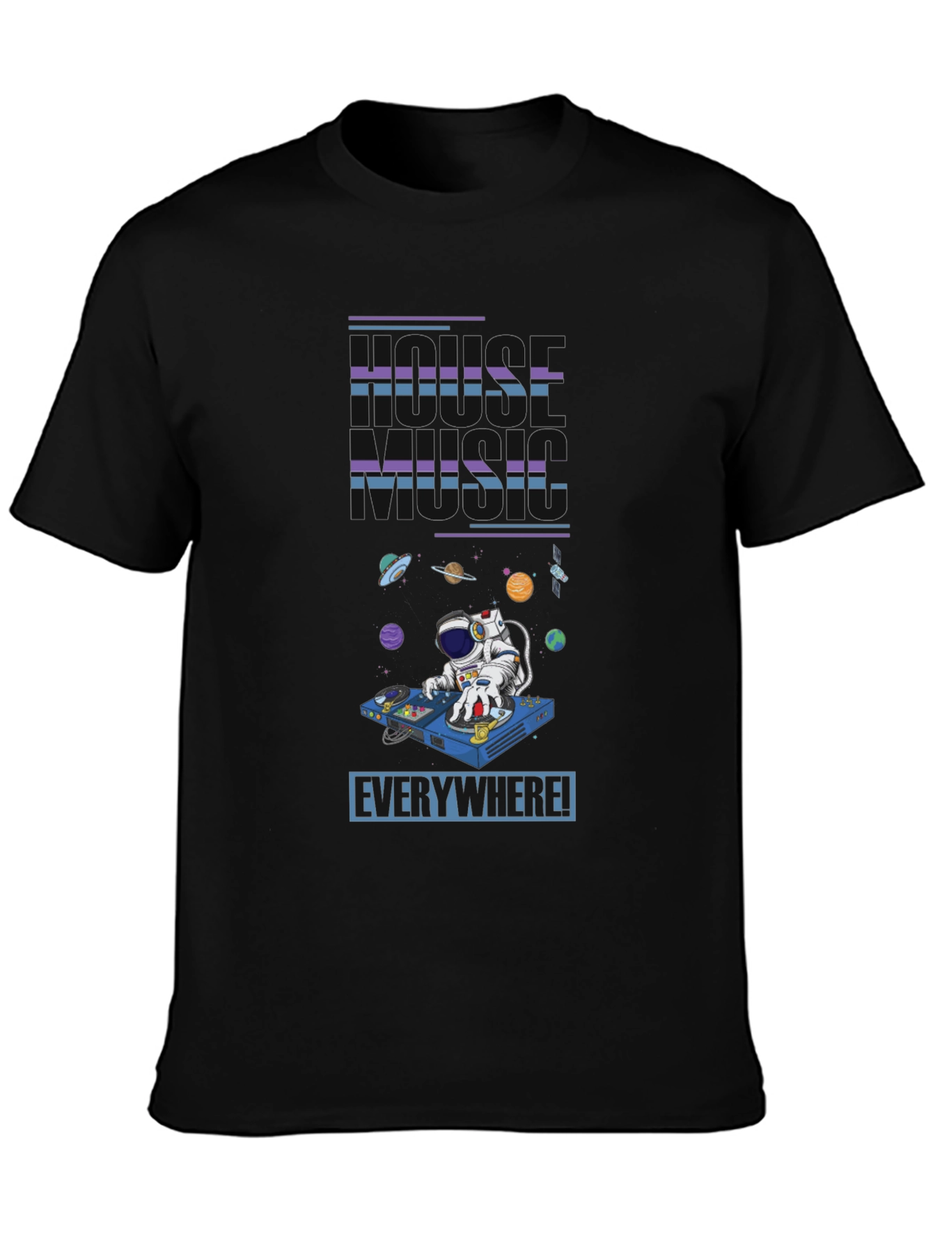 Black House Music Everywhere T-Shirt - Astronaut DJ view 3