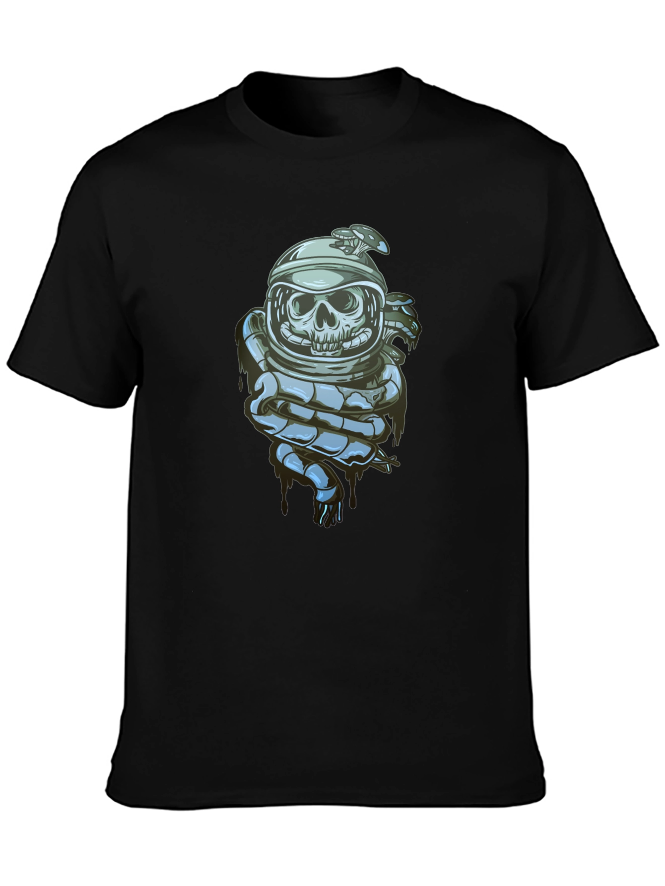 Black Skull Astronaut Graphic Tee - Premium Cotton Blend view 3