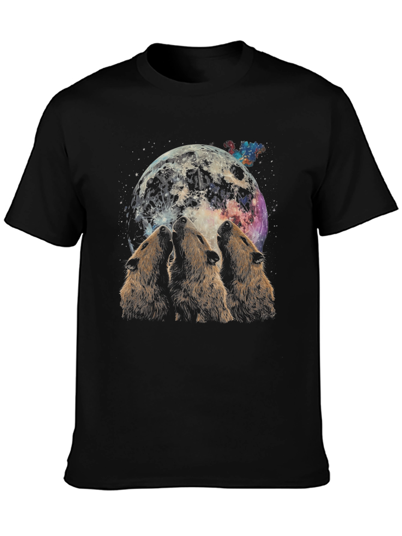 Black Wolf Moon Graphic T-Shirt view 3