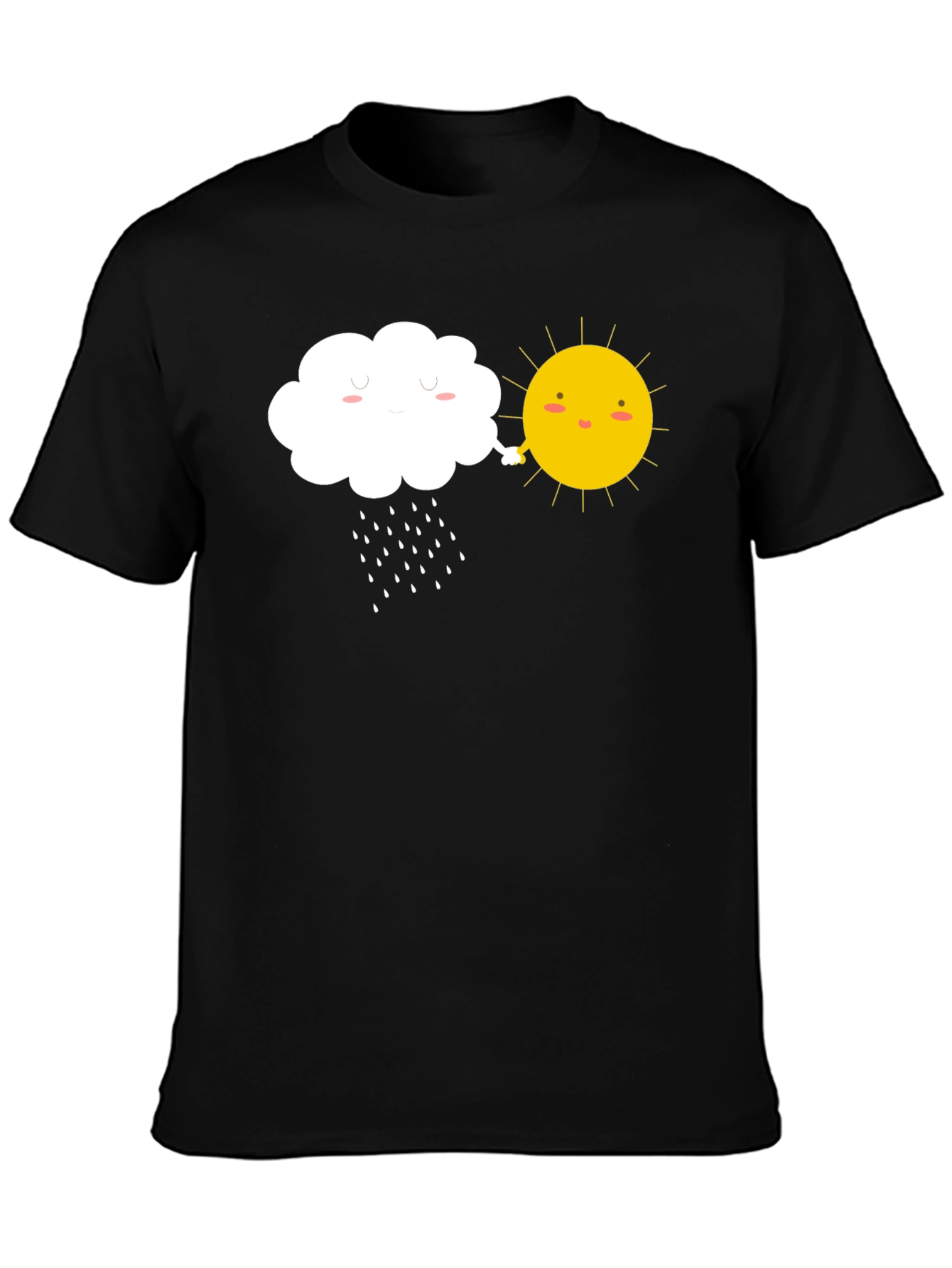 Black Cute Sun and Cloud Graphic Tee view 3