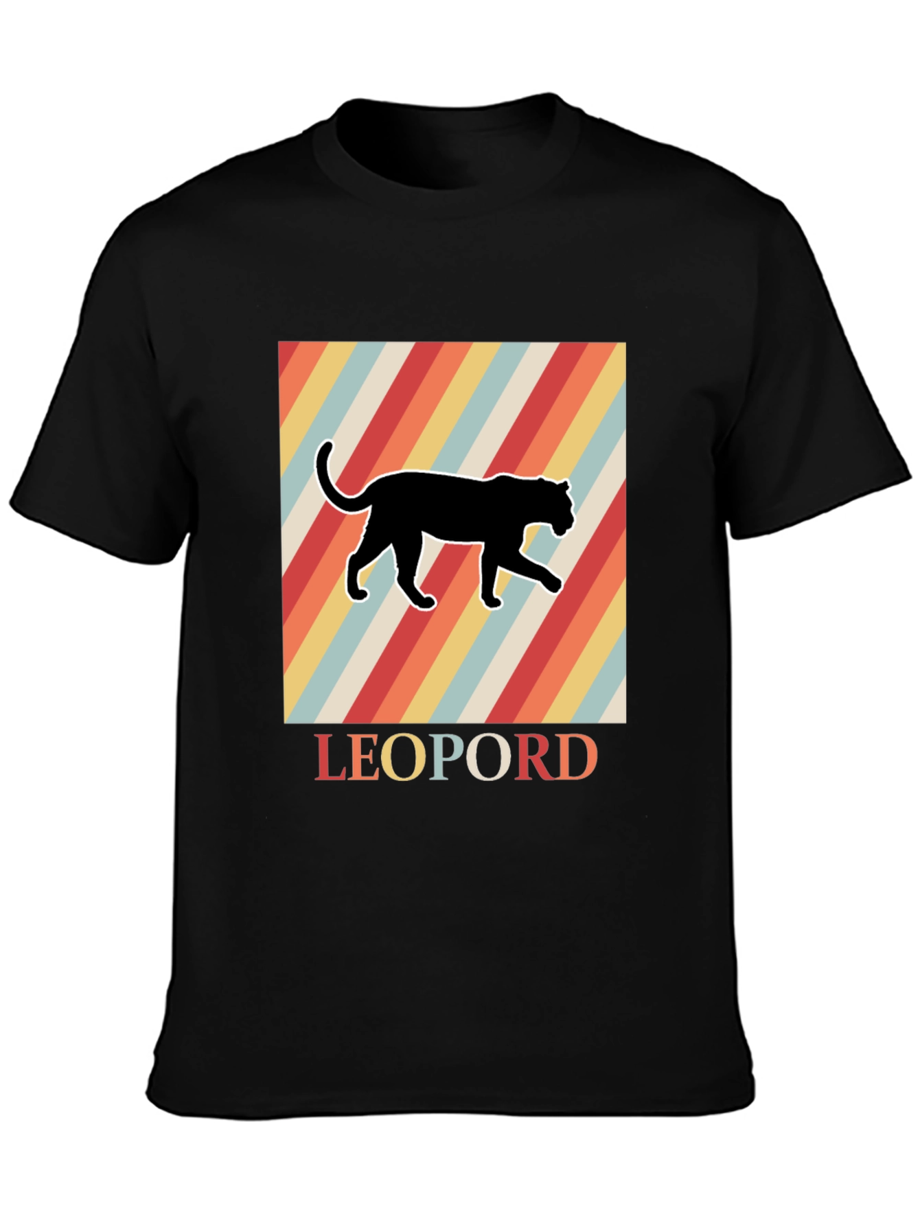 Black Retro Leopard Graphic T-Shirt - Cool Vintage Style view 3