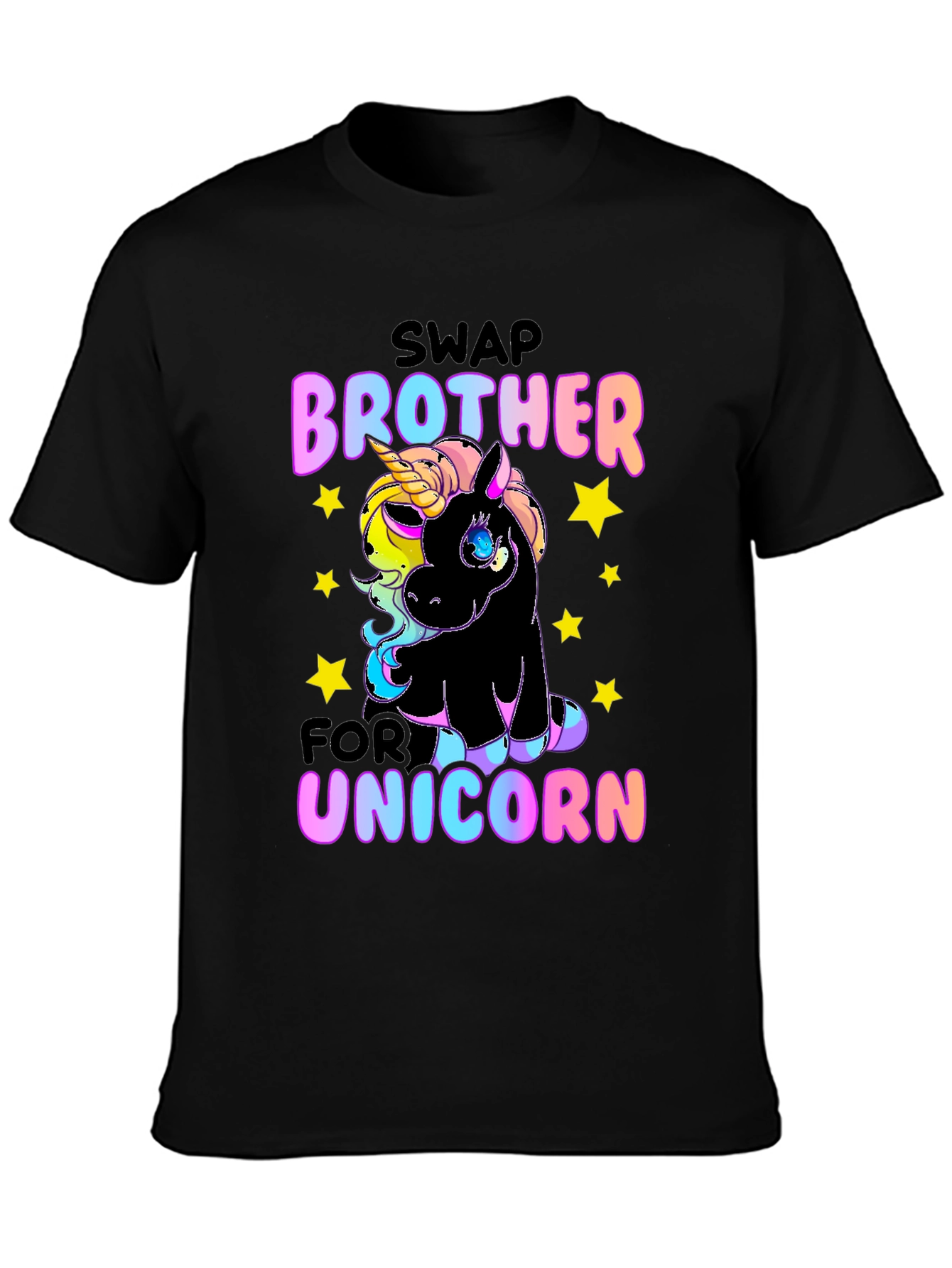 Black Swap Brother for Unicorn T-Shirt view 3