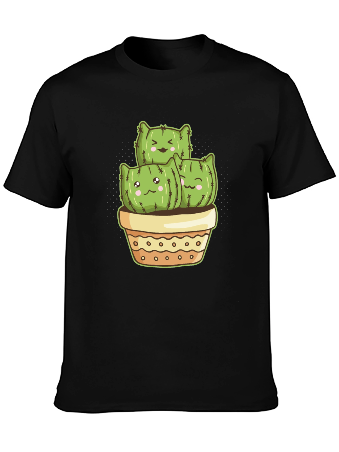 Black Cute Cactus Crew T-Shirt view 3