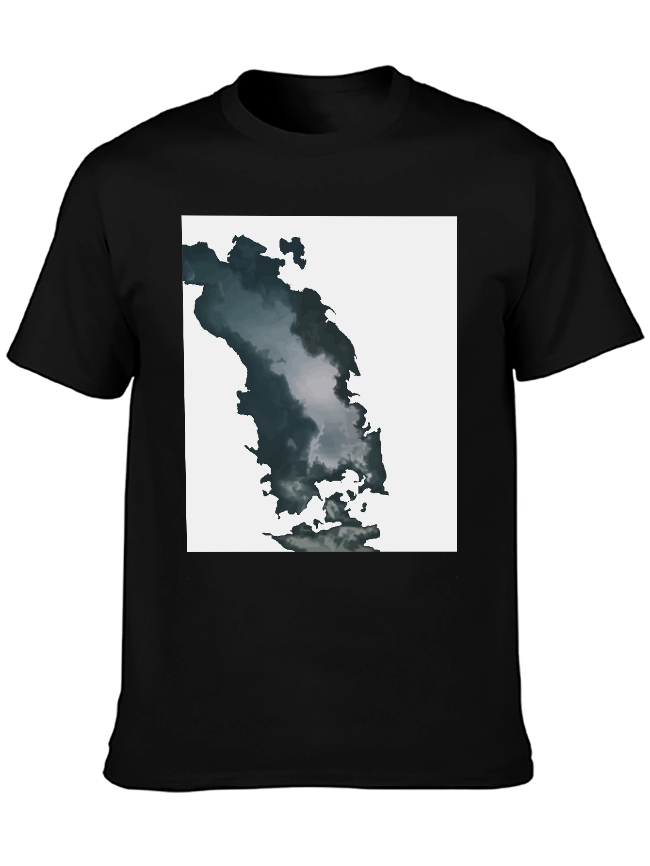 Black Abstract Cloudscape Graphic Tee - Soft Black Cotton Blend view 3