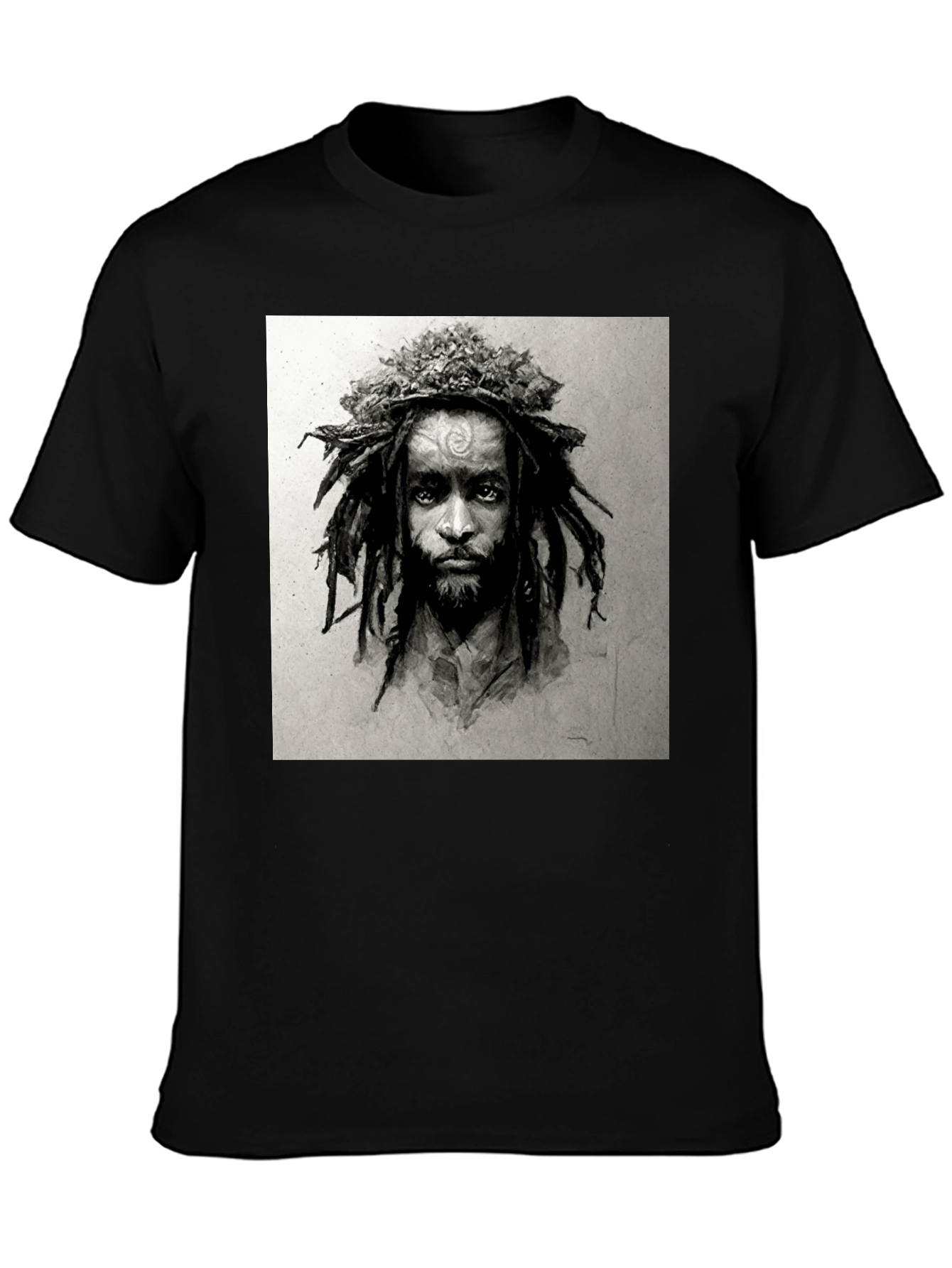 Black Rasta Man Graphic Print Black T-Shirt view 3