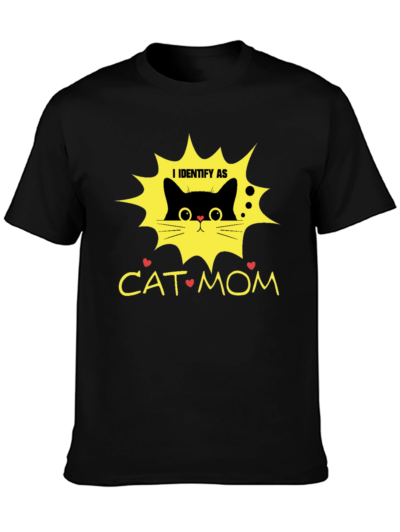Black I Identify As Cat Mom T-Shirt view 3