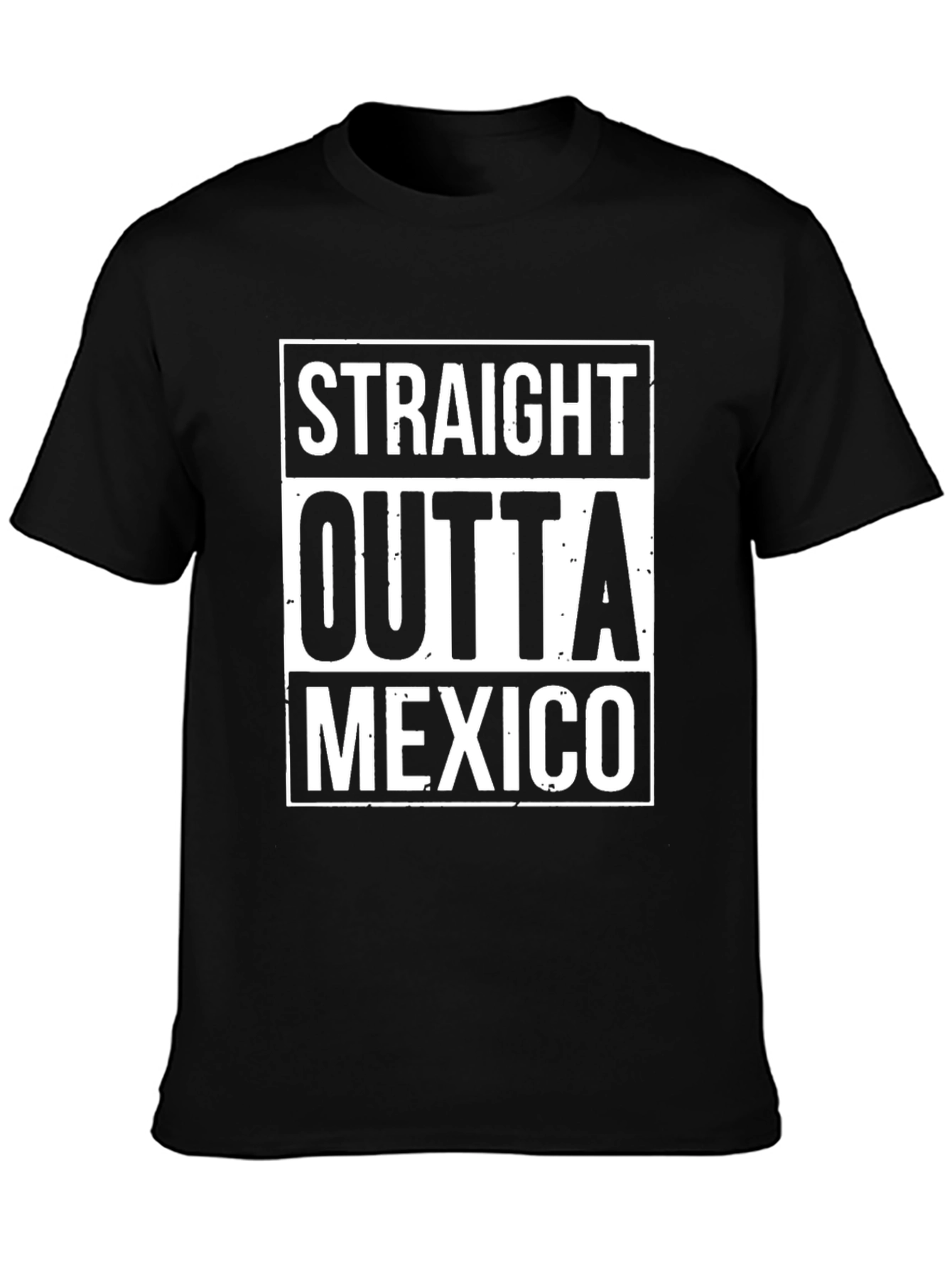 Black Straight Outta Mexico Graphic Tee - Black Cotton T-Shirt view 3