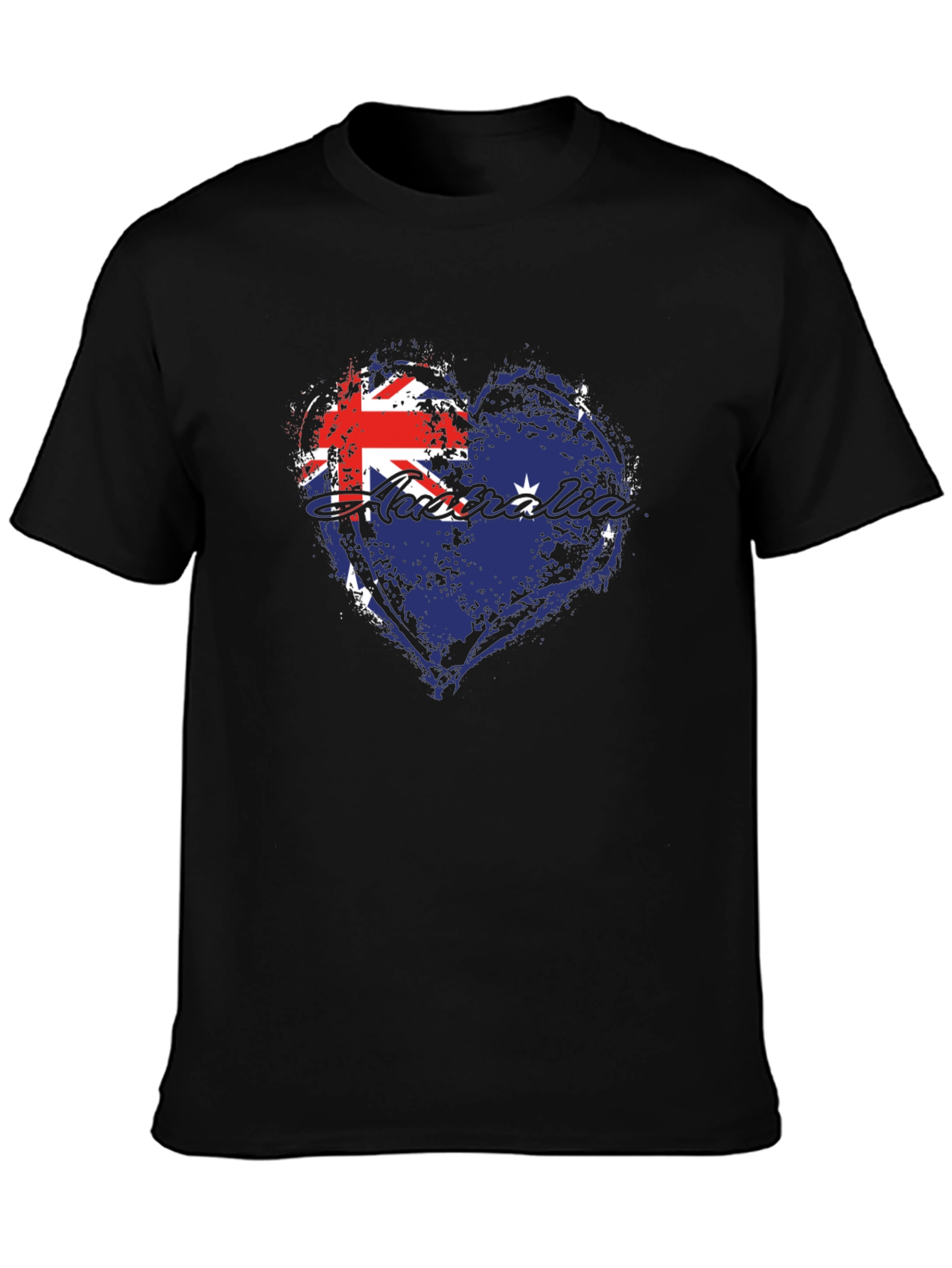 Black Australia Flag Heart Graphic Tee - Black view 3