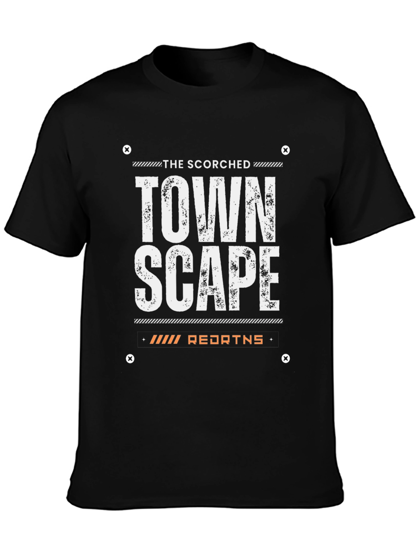 Black Scorched Townscape Graphic Tee - Premium Black Cotton view 3