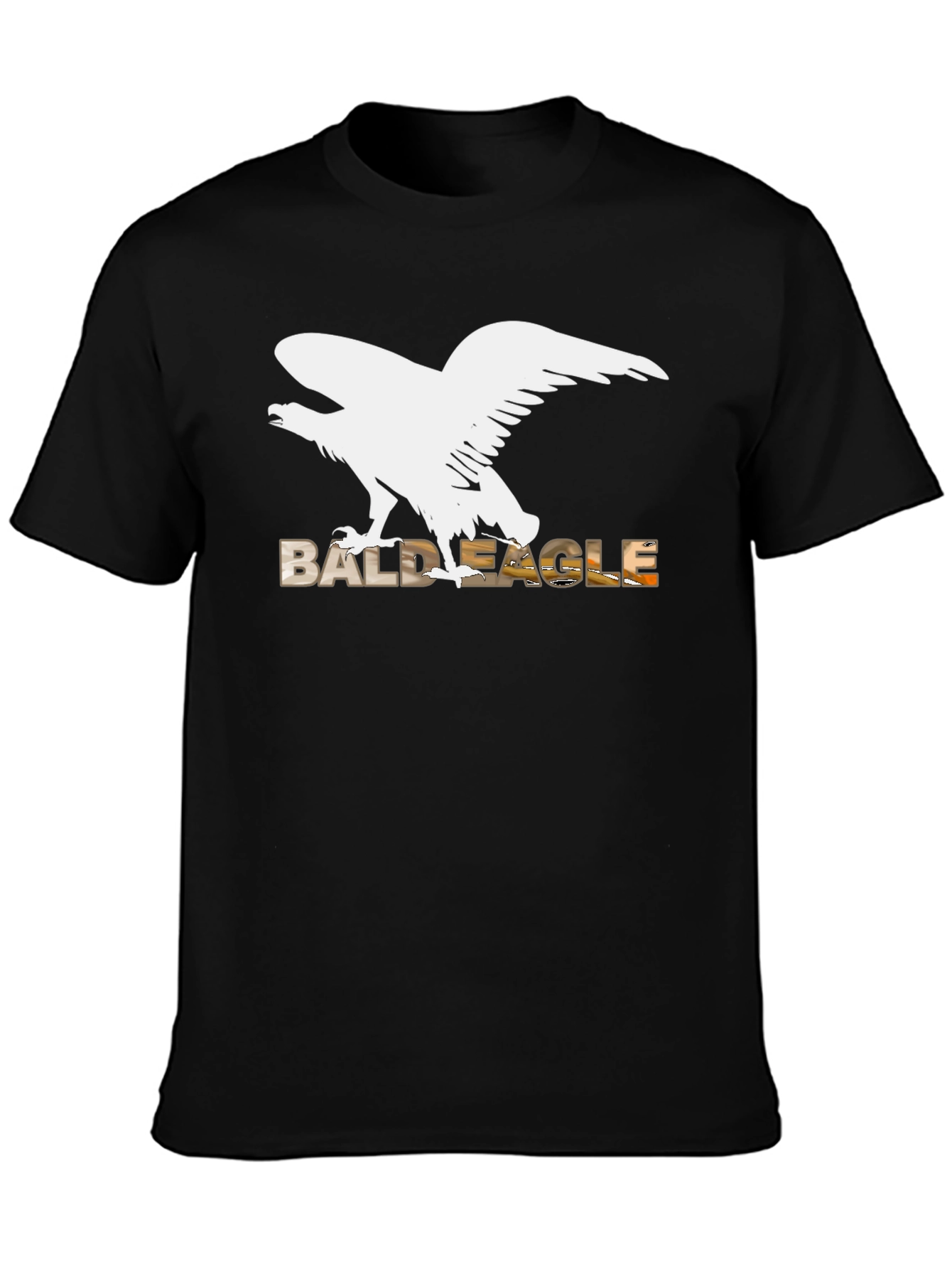 Black Bald Eagle Graphic Tee - Black Cotton Blend view 3