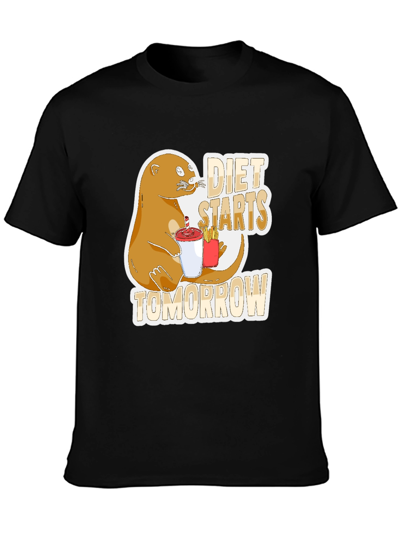 Black Diet Starts Tomorrow Graphic T-Shirt view 3