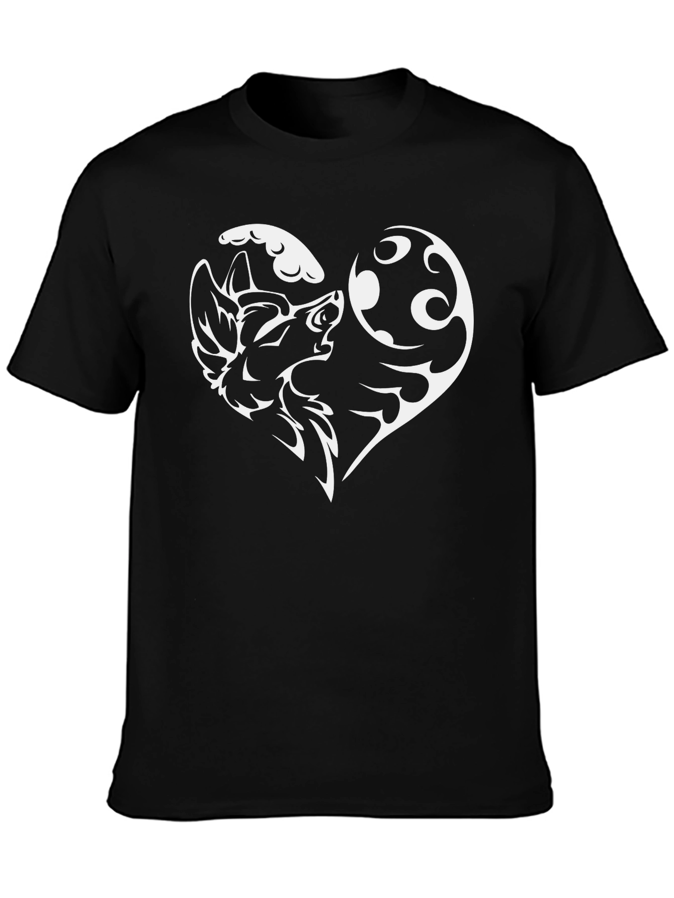 Black Wolf Howling at Moon Graphic Tee - Black view 3