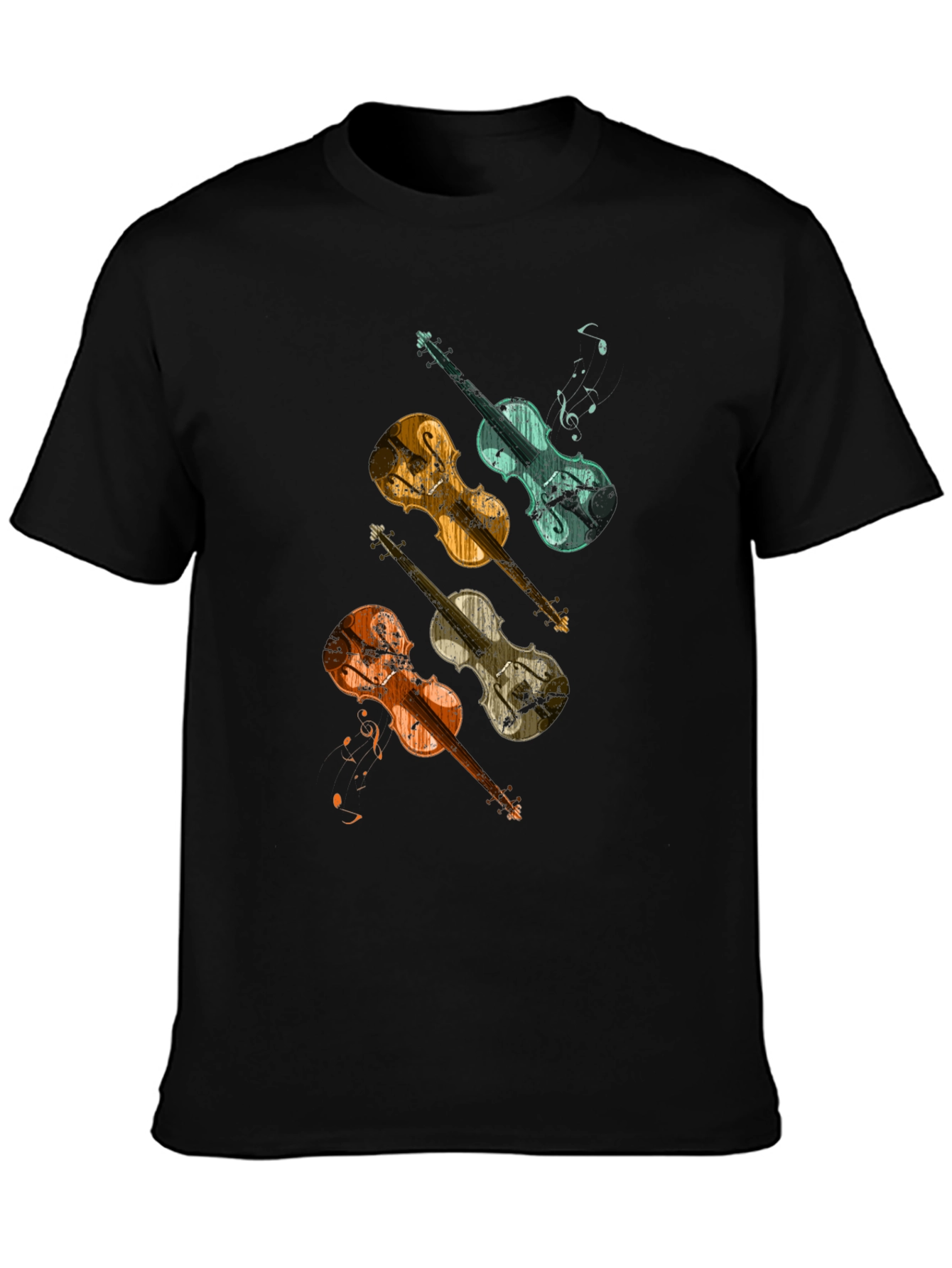Black Vintage Violin T-Shirt - Music Lover Tee view 3