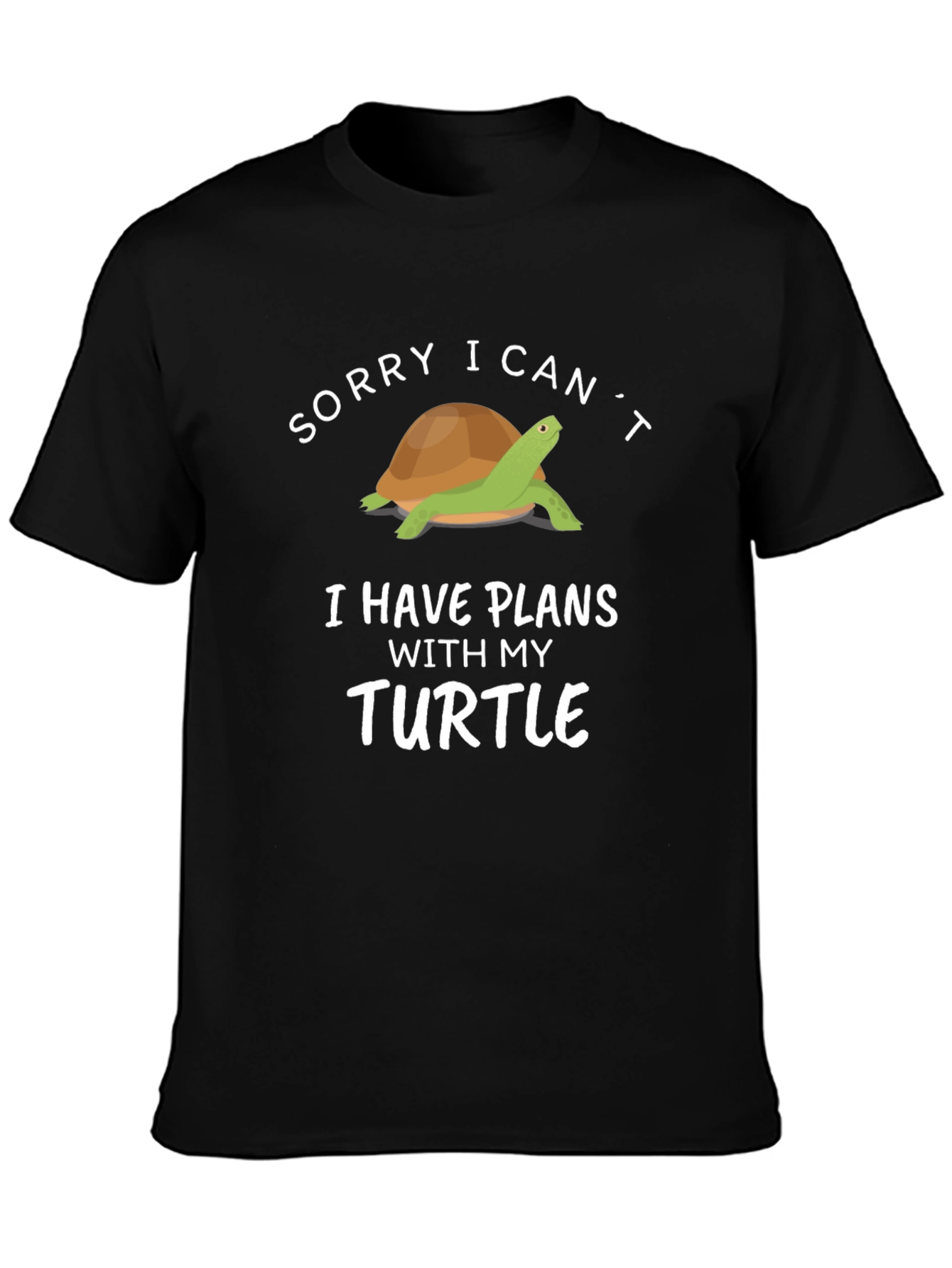 Black Funny Turtle Graphic T-Shirt - I Have Plans view 3