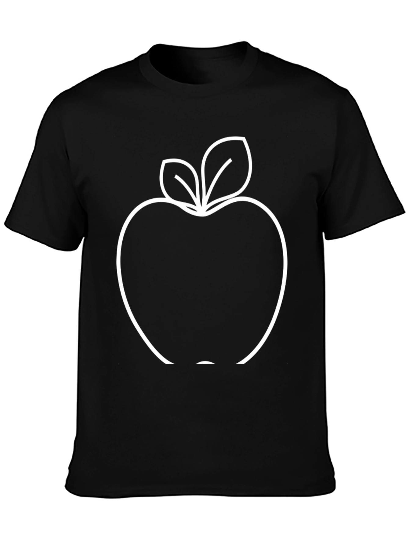 Black Black Apple Outline Graphic T-Shirt view 3