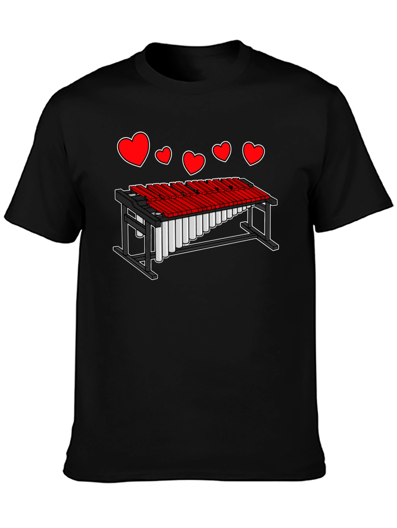 Black Heart Marimba Music T-Shirt view 3