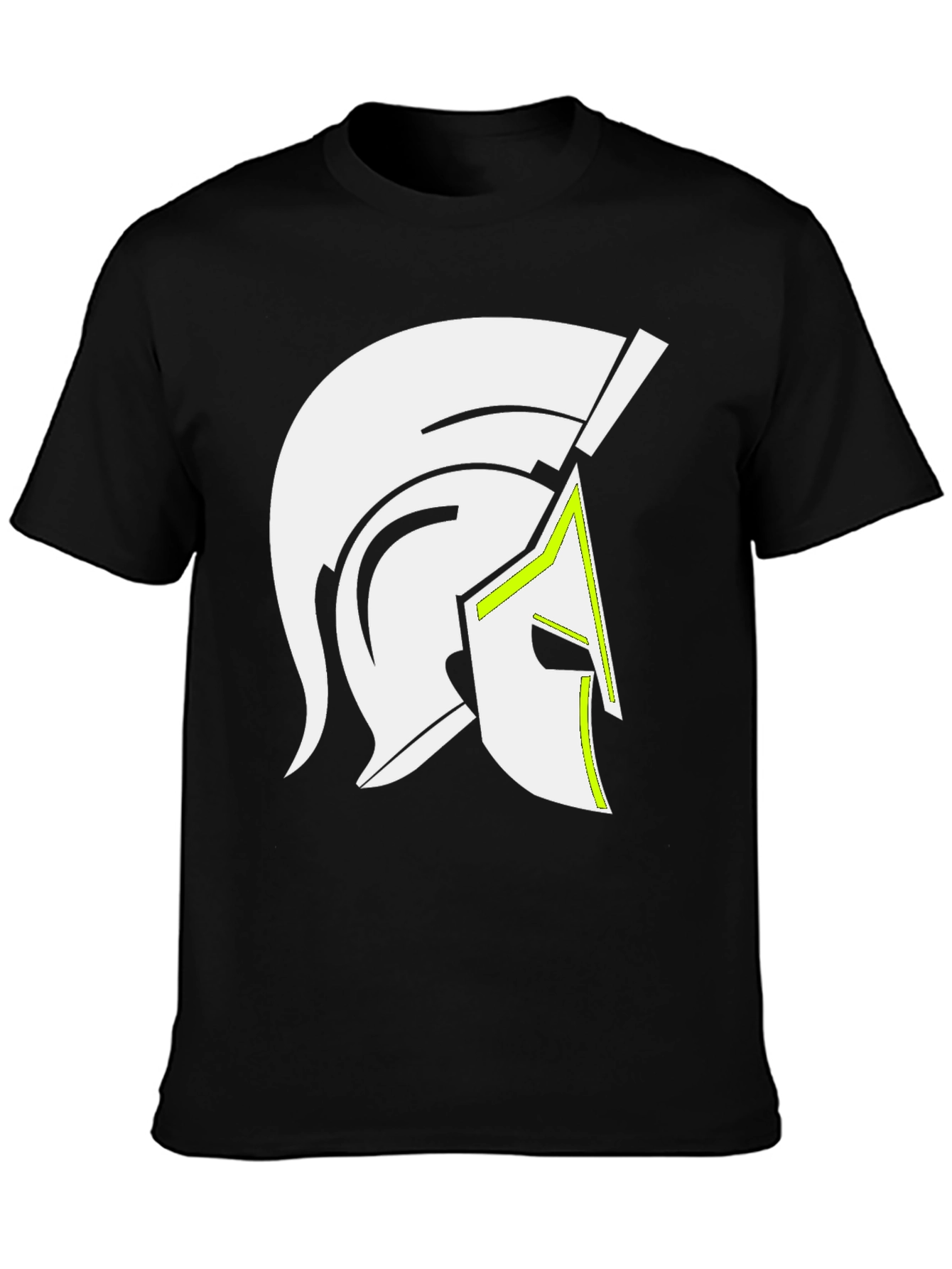 Black Spartan Helmet Graphic Tee - Black Cotton Blend view 3
