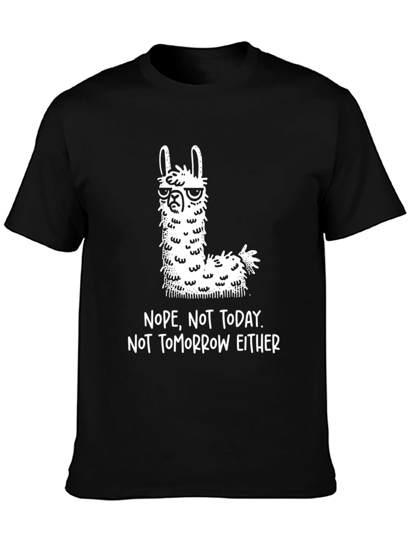 Black Nope Not Today Llama Graphic T-Shirt view 3