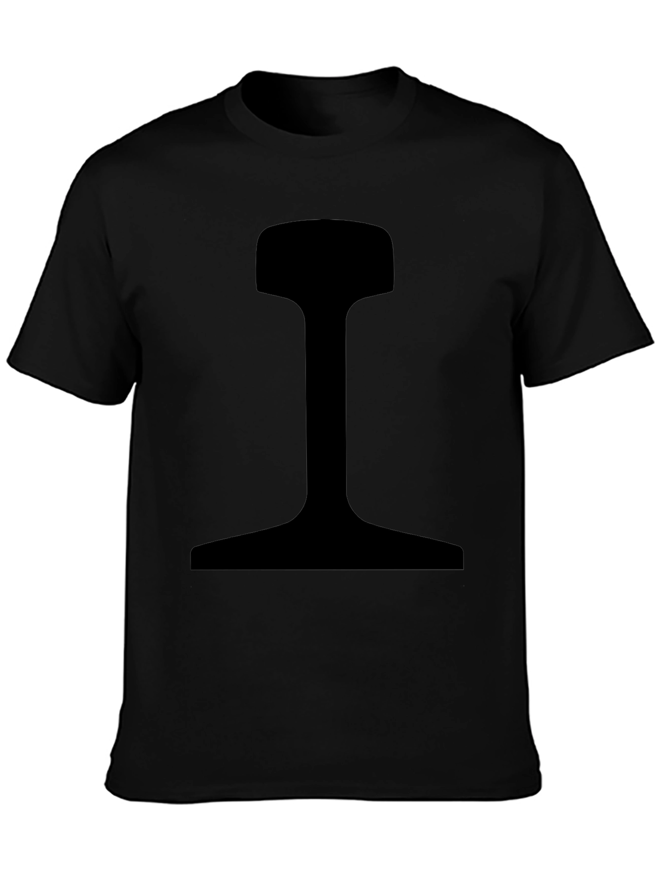 Black Men's Black T-Shirt with Rail Profile Graphic view 3
