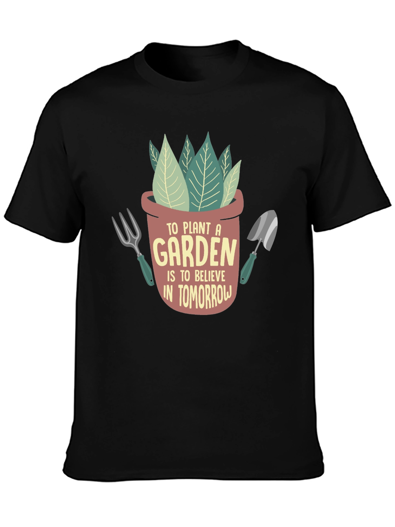 Black Plant a Garden Believe in Tomorrow Graphic T-Shirt view 3