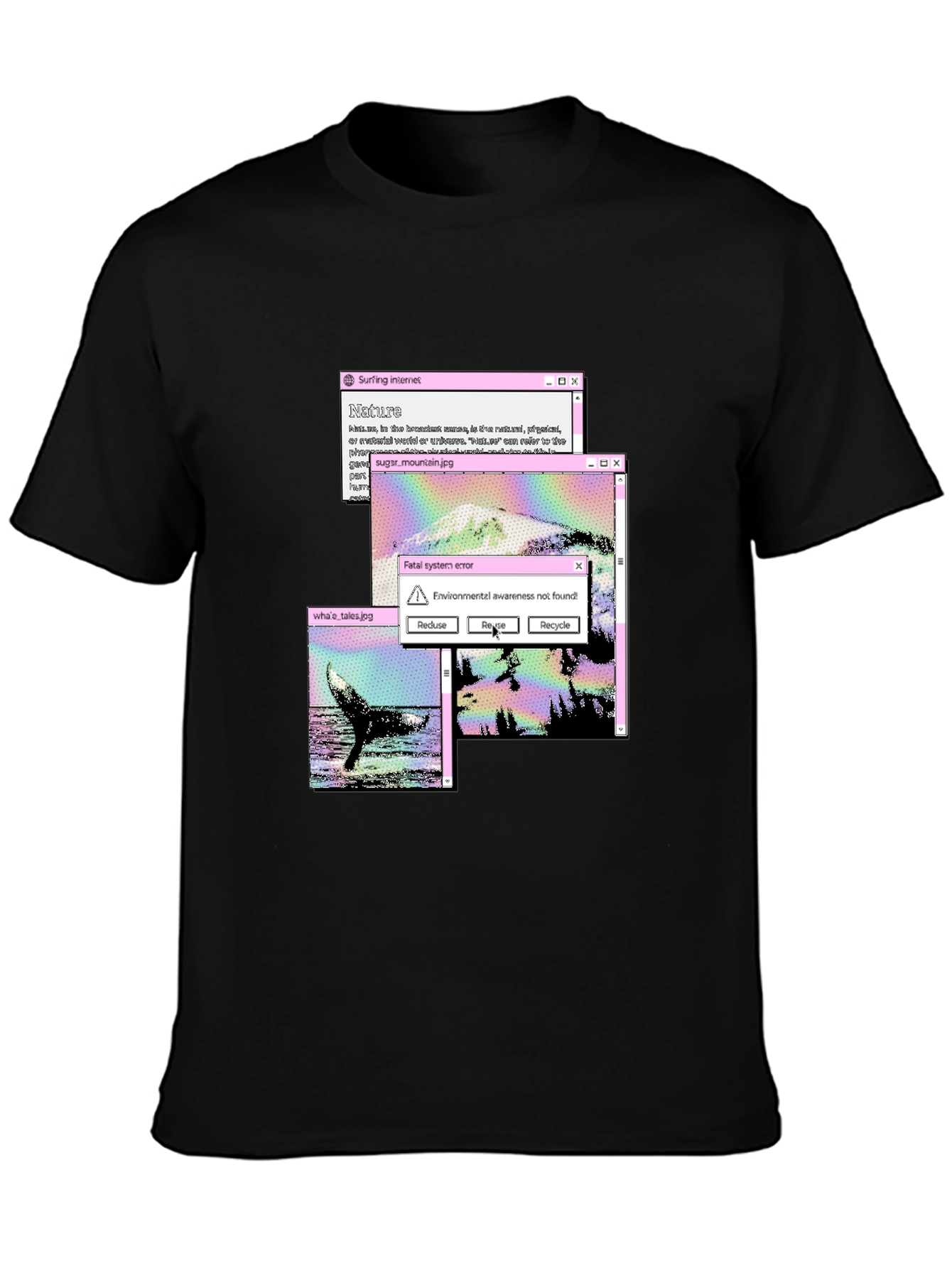 Black Surfing Internet Nature T-Shirt view 3
