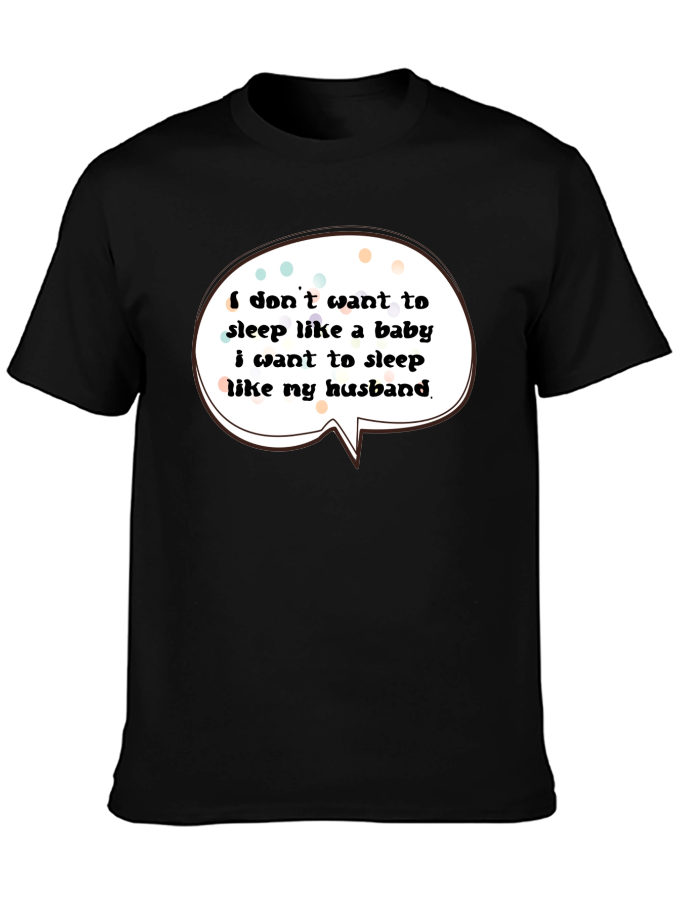 Black Funny Husband Sleep T-Shirt view 3