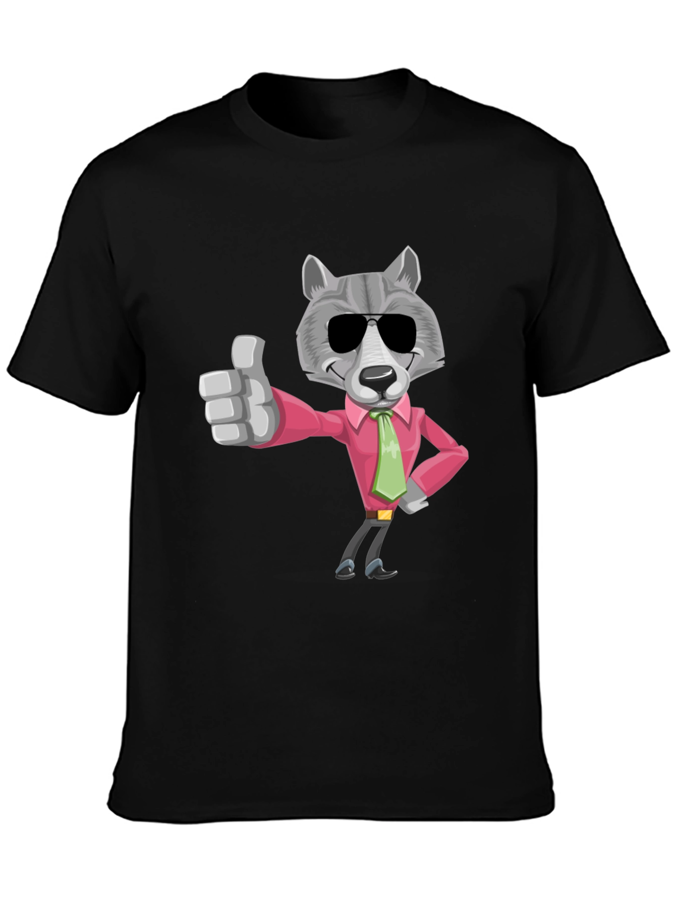 Black Cool Wolf Graphic Tee - Black Cotton T-Shirt view 3