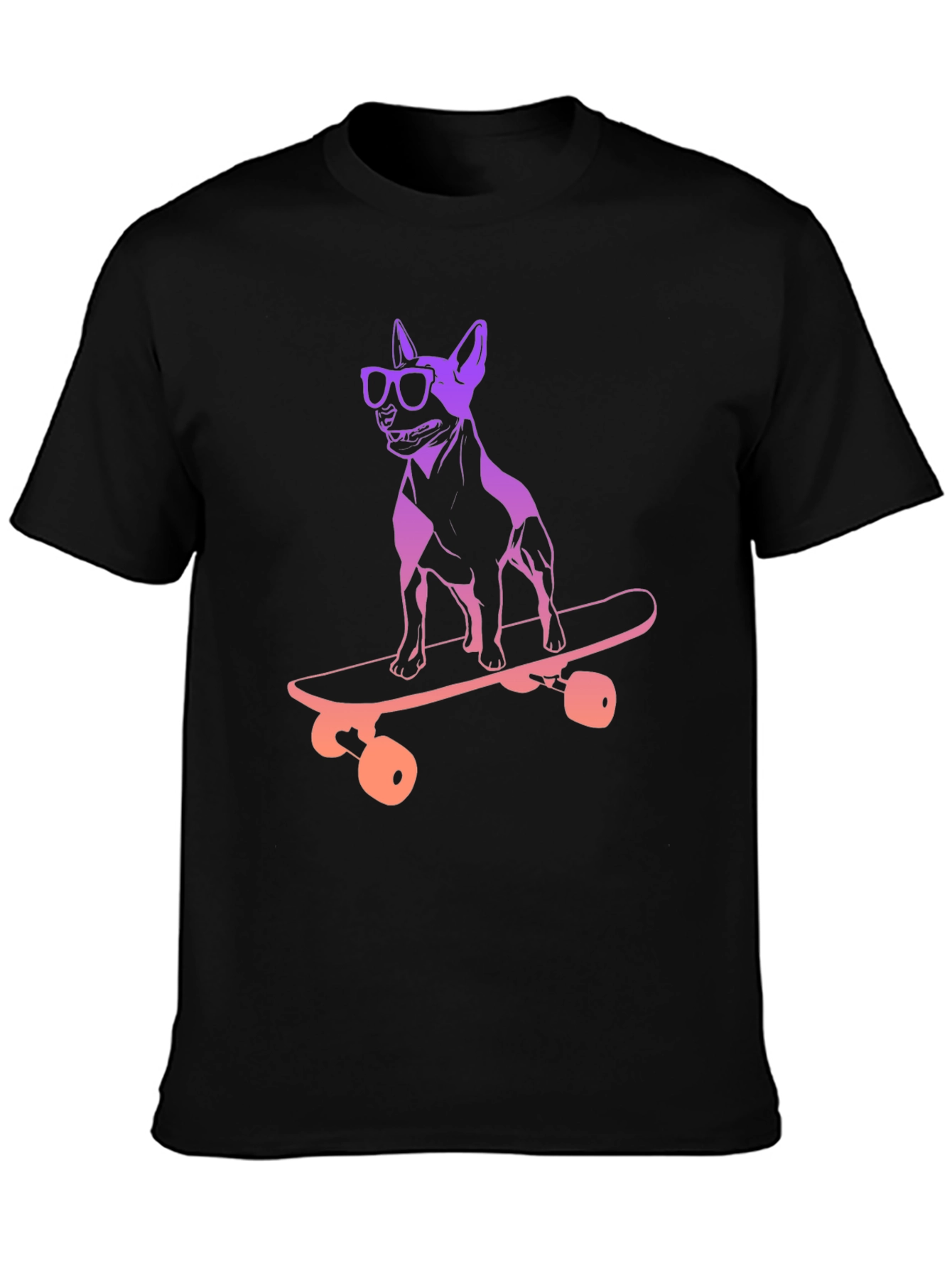 Black Skateboarding Dog Graphic Tee - Cool & Unique Design view 3
