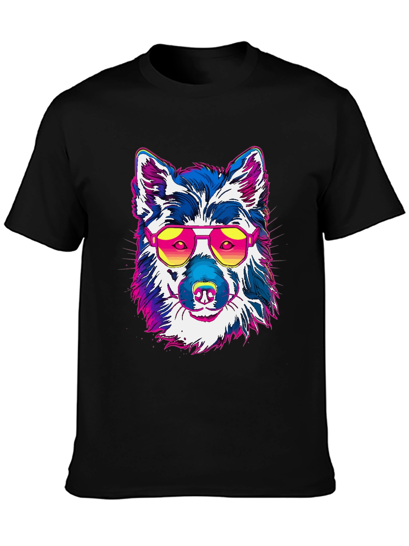Black Cool Dog Graphic Tee - Retro Style view 3