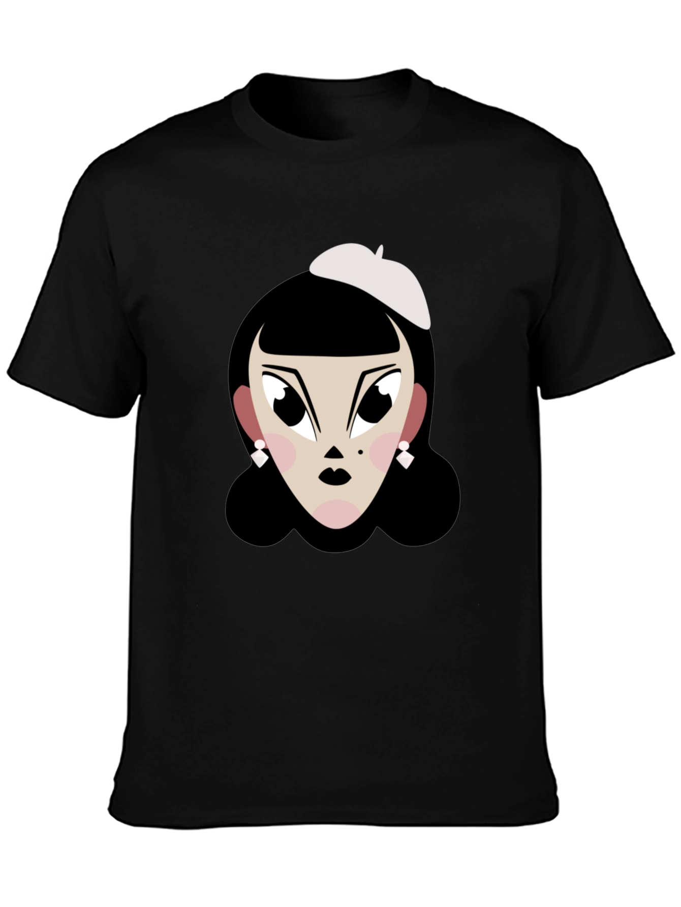 Black Cartoon Woman T-Shirt: Retro Chic Tee view 3