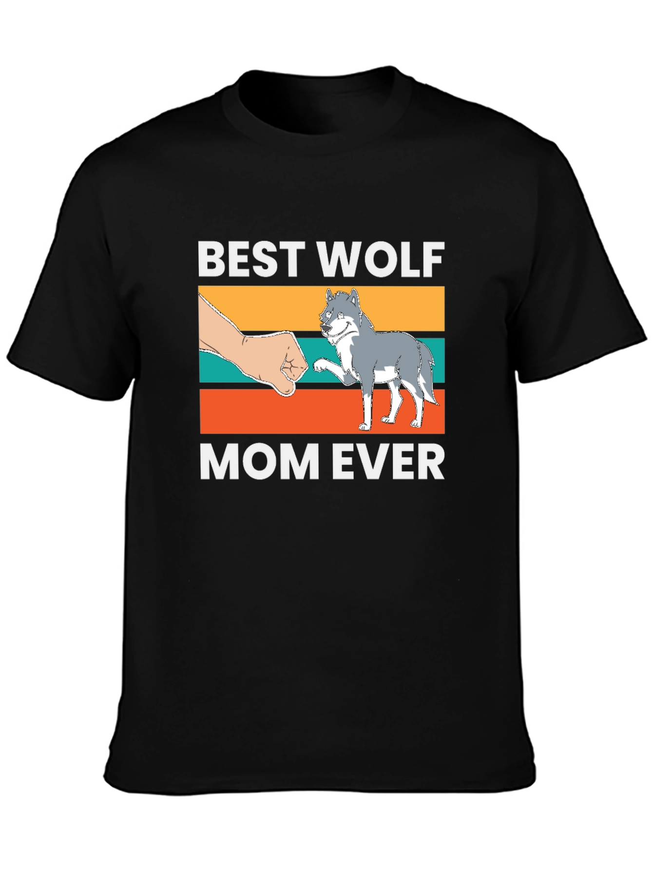 Black Best Wolf Mom Ever T-Shirt view 3