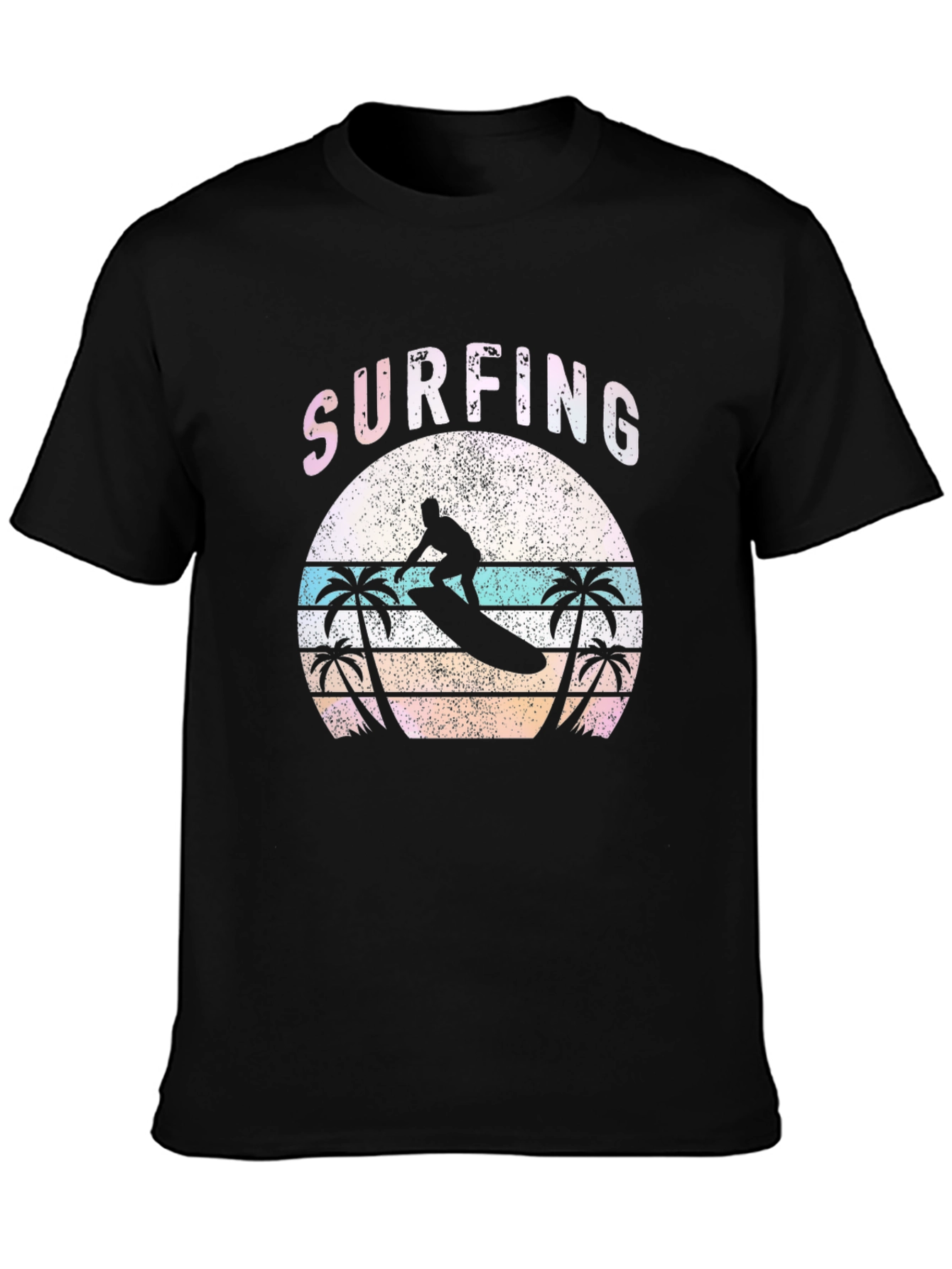 Black Surfing Sunset Graphic Tee - Black view 3