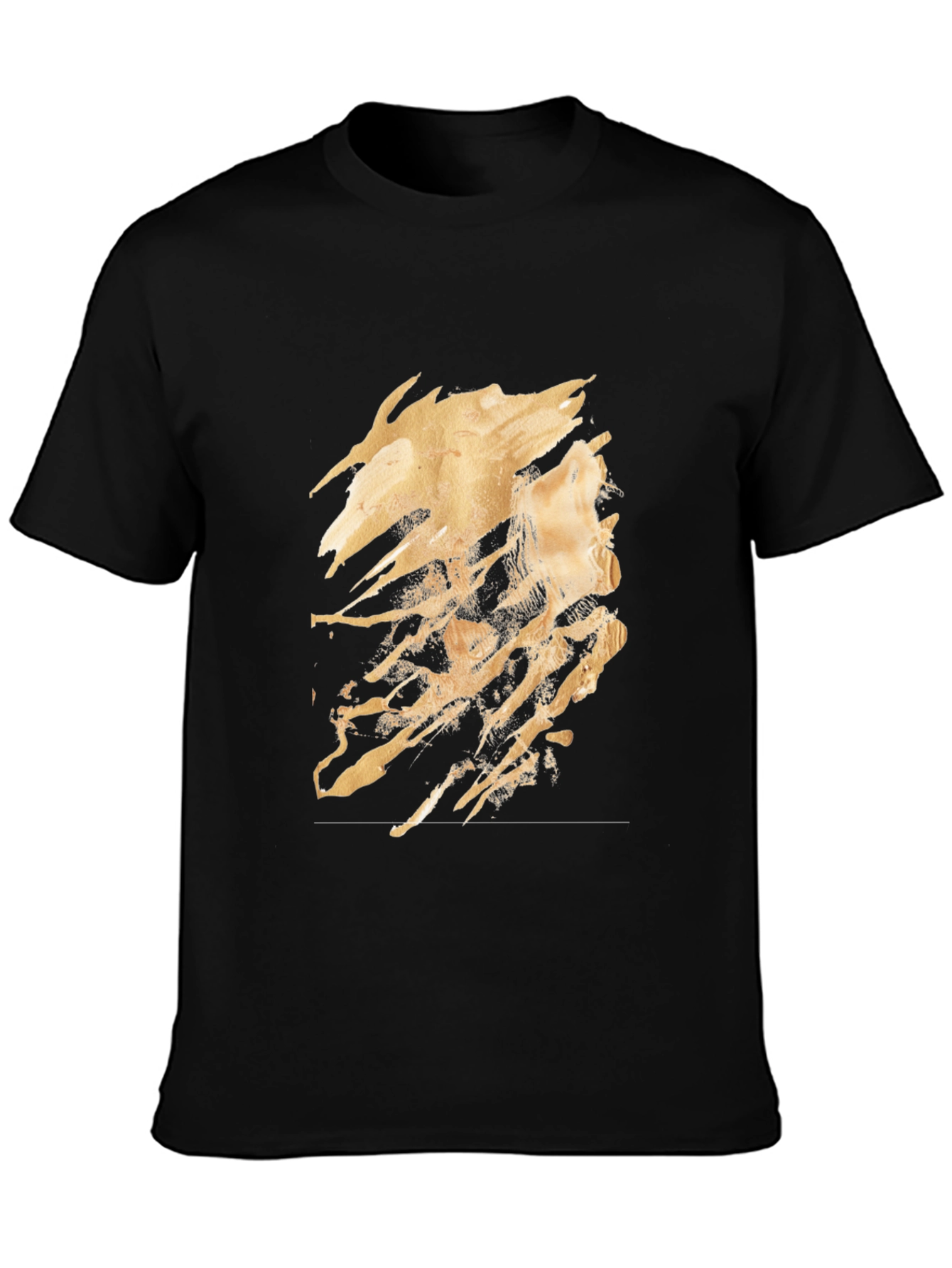 Black Abstract Gold Design Black T-Shirt view 3