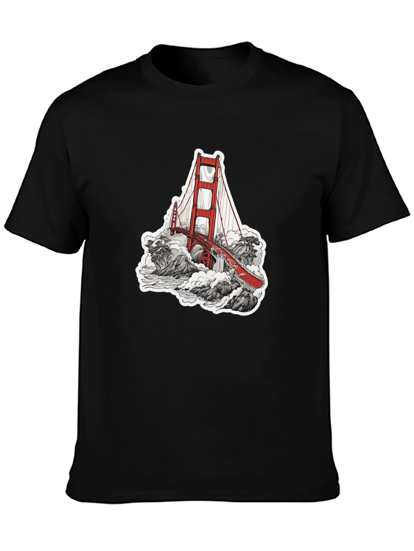 Black Golden Gate Bridge Graphic Tee - Black view 3