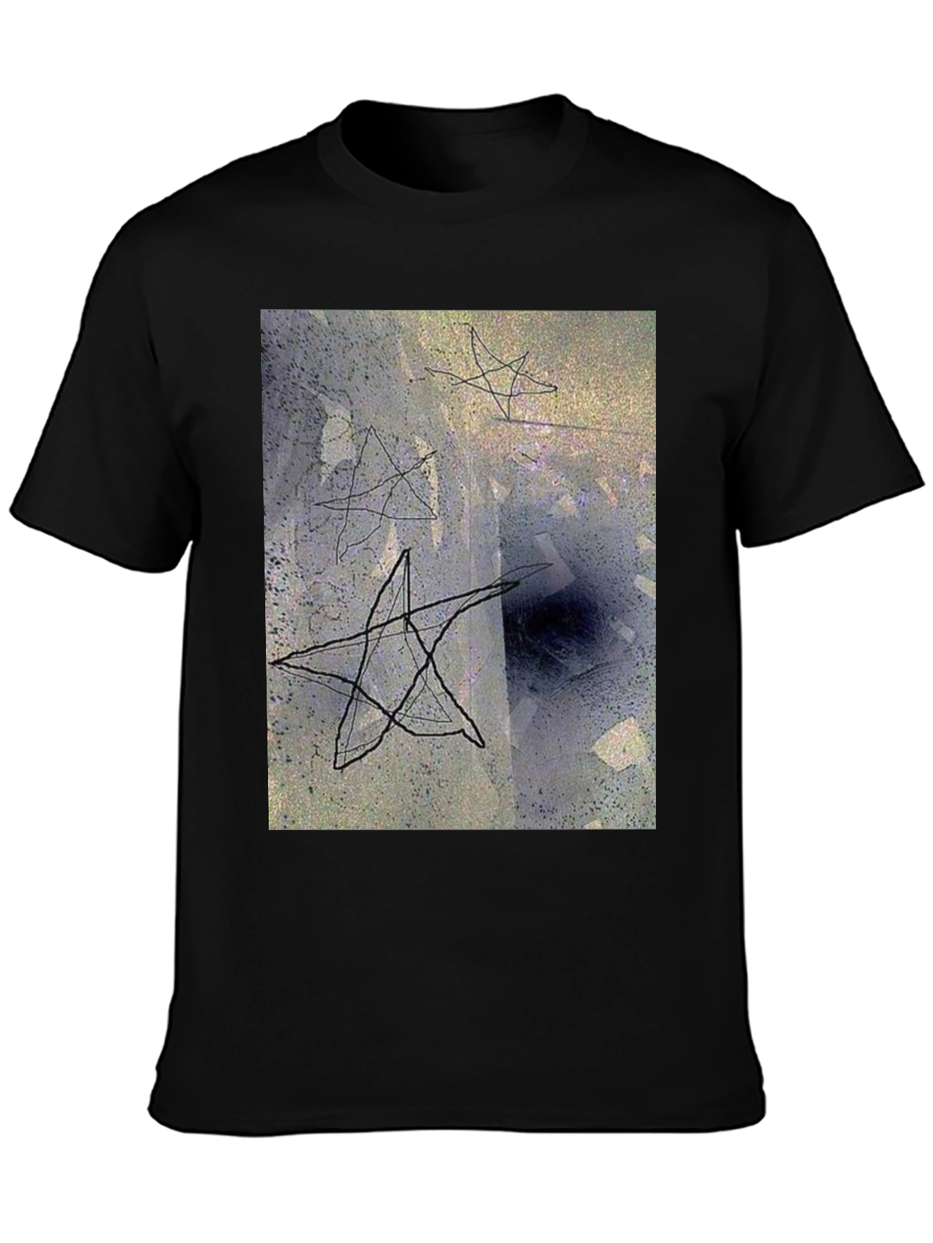 Black Abstract Star Graphic Black T-Shirt view 3