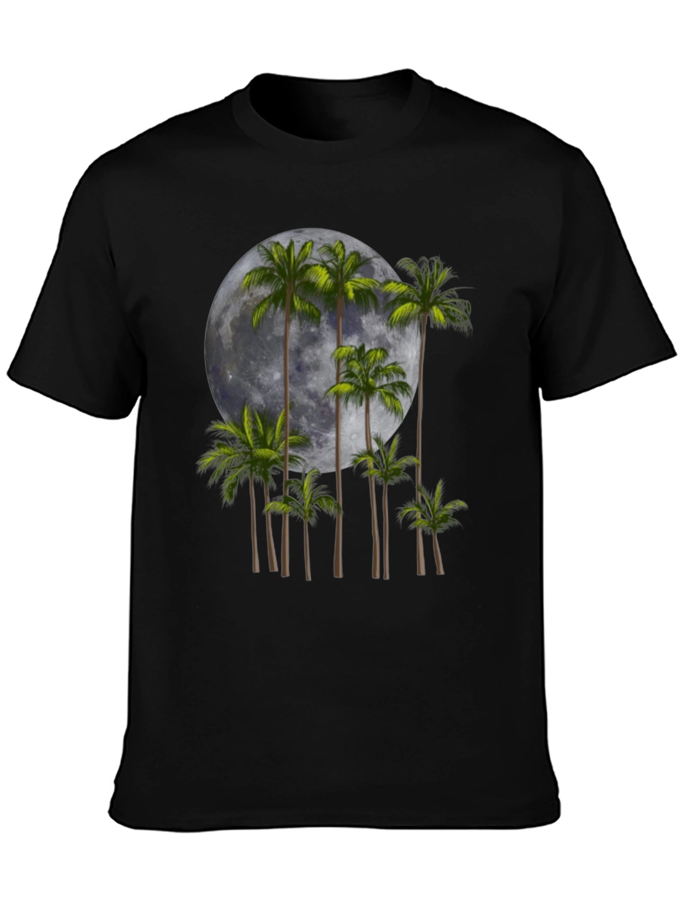 Black Palm Trees & Moon Graphic Tee - Black view 3