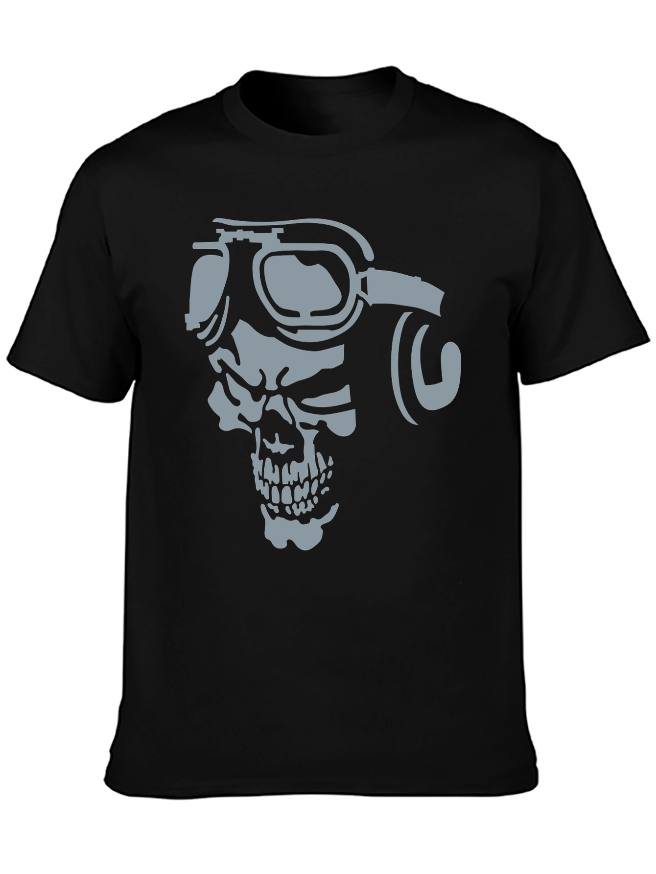 Black Skull Pilot Graphic T-Shirt - Men's Black Tee view 3