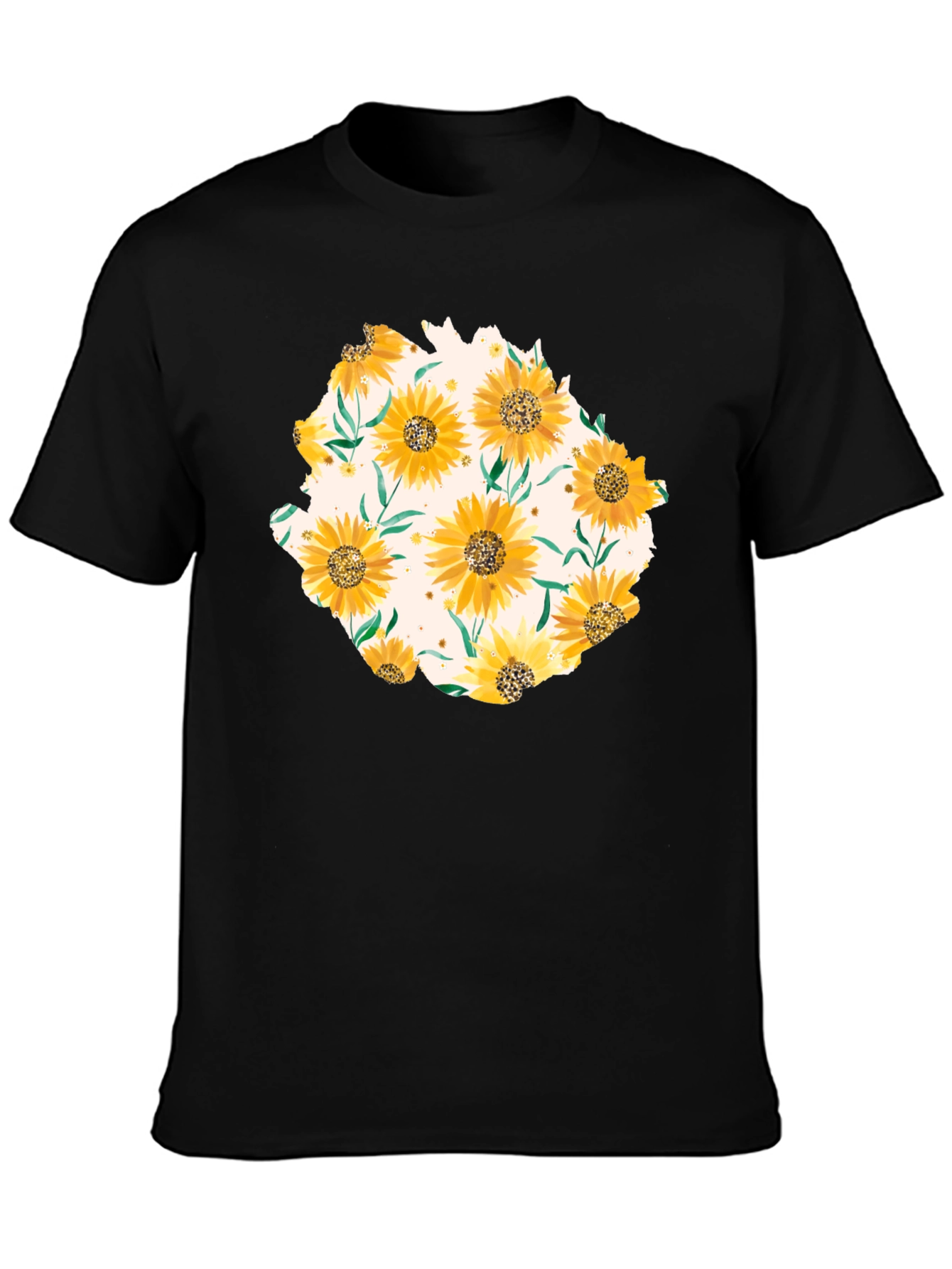 Black Sunflower Graphic Print Black T-Shirt view 3